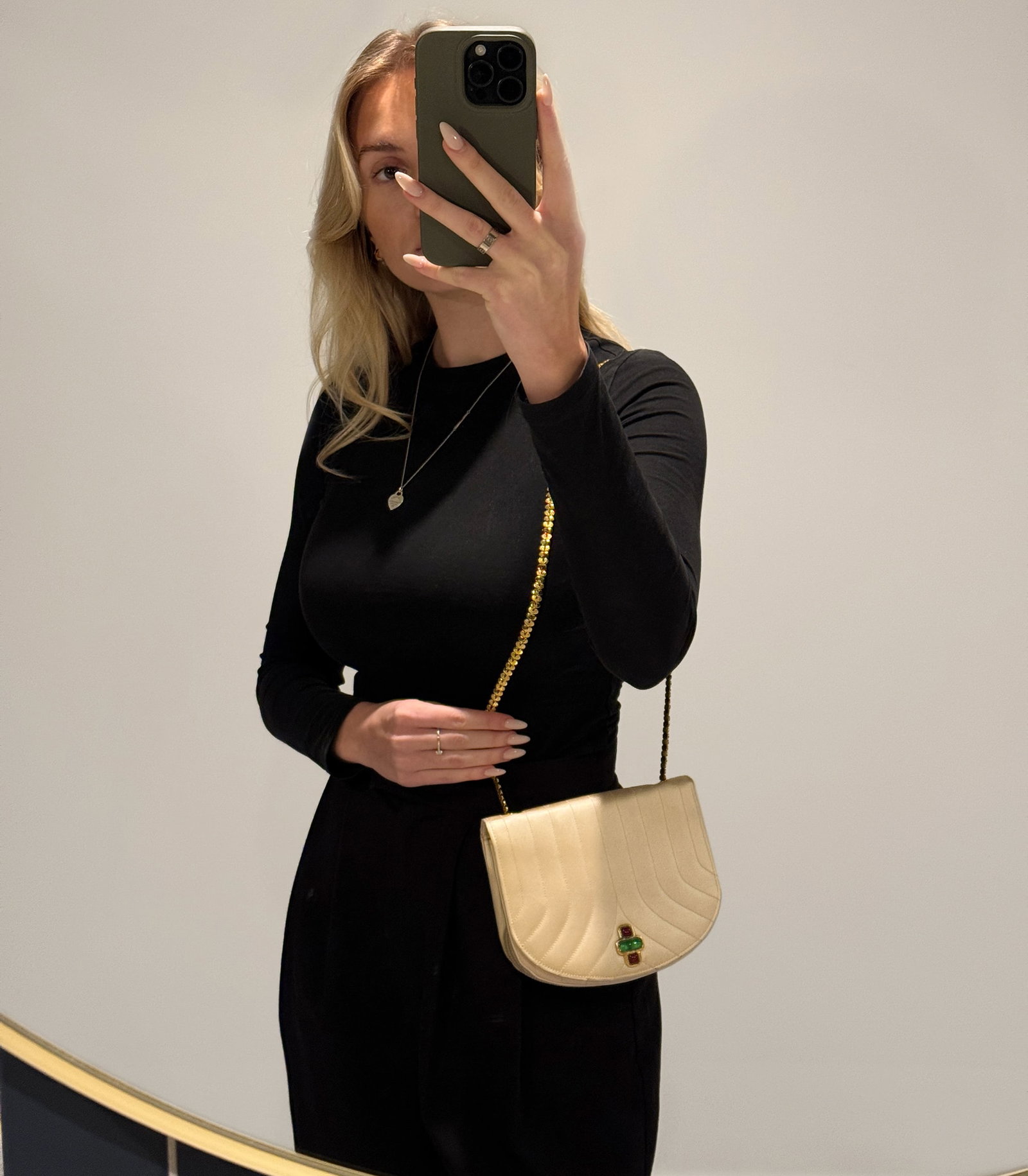 Chanel Beige Quilted Satin Vintage Bijoux Half Moon Mini Flap Bag - 2