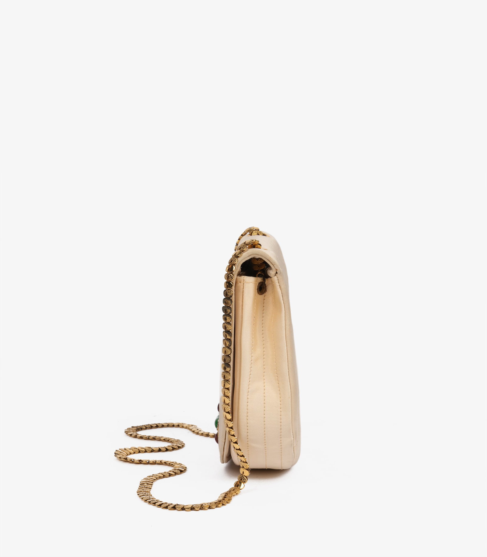 Chanel Beige Quilted Satin Vintage Bijoux Half Moon Mini Flap Bag - 5