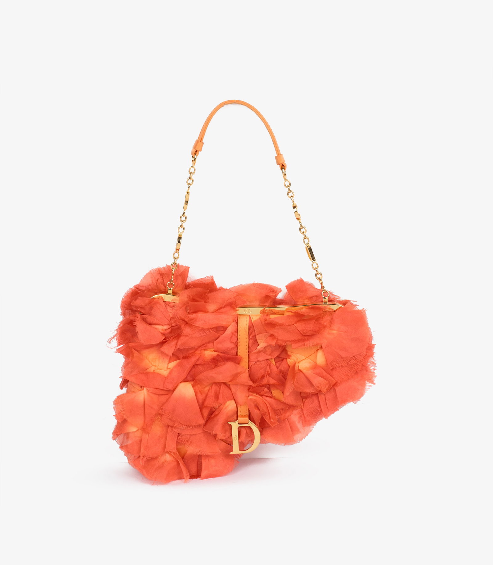 Christian Dior Coral Silk Vintage Rose Petal Mini Saddle Bag - 12