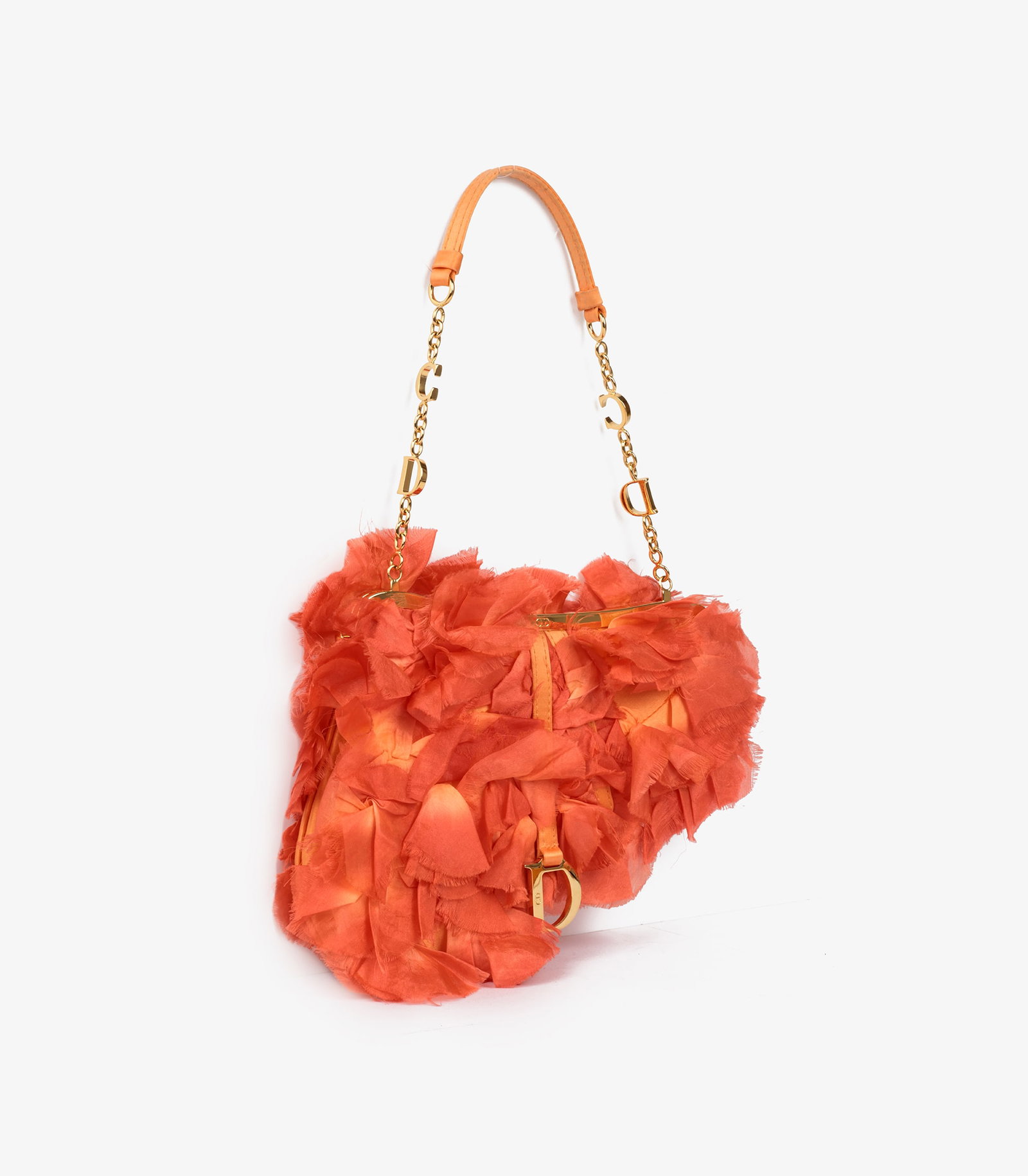Christian Dior Coral Silk Vintage Rose Petal Mini Saddle Bag - 3