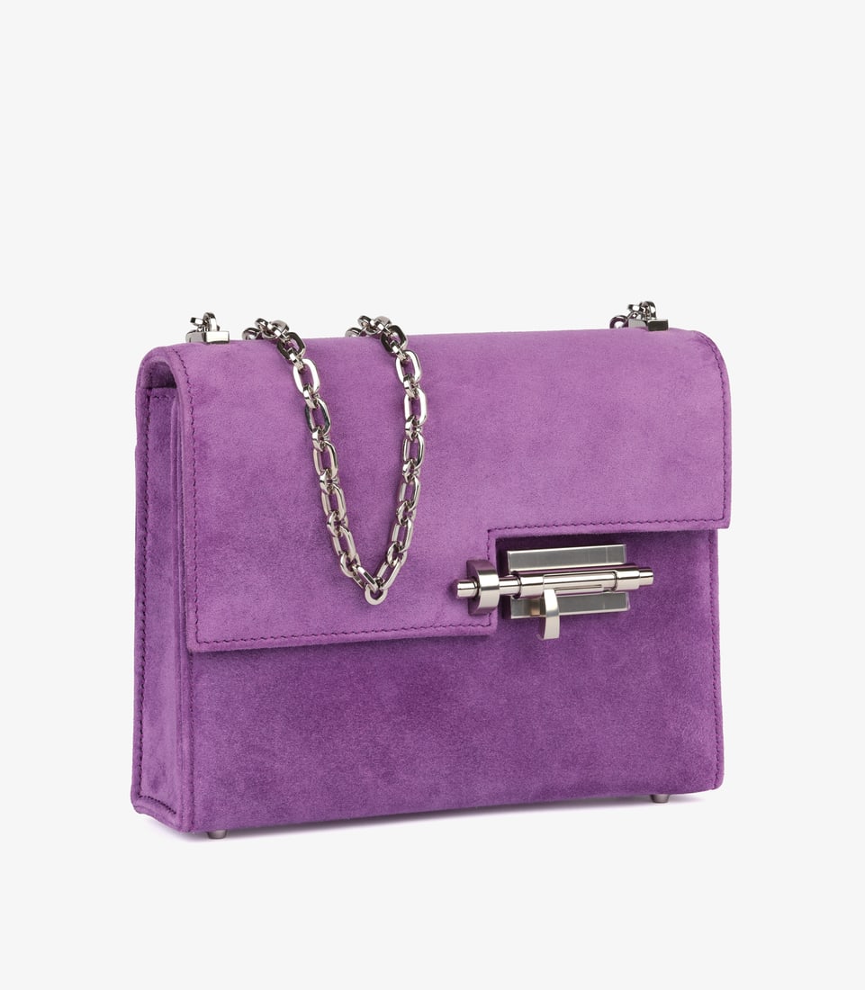 Hermès Violet Clair Veau Doblis Suede Verrou Chaine Mini Handbag - 3