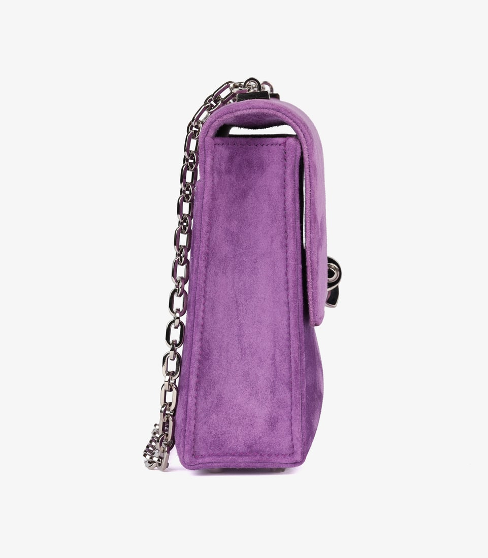 Hermès Violet Clair Veau Doblis Suede Verrou Chaine Mini Handbag - 4