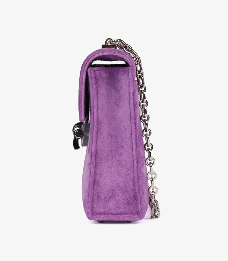 Hermès Violet Clair Veau Doblis Suede Verrou Chaine Mini Handbag - 5