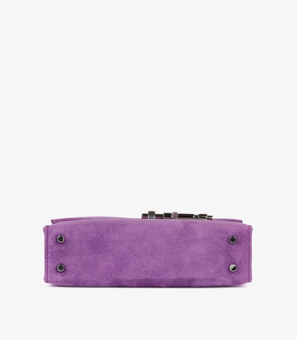 Hermès Violet Clair Veau Doblis Suede Verrou Chaine Mini Handbag - 7