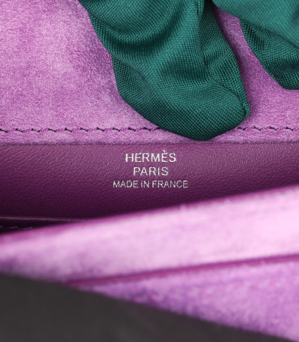 Hermès Violet Clair Veau Doblis Suede Verrou Chaine Mini Handbag - 8