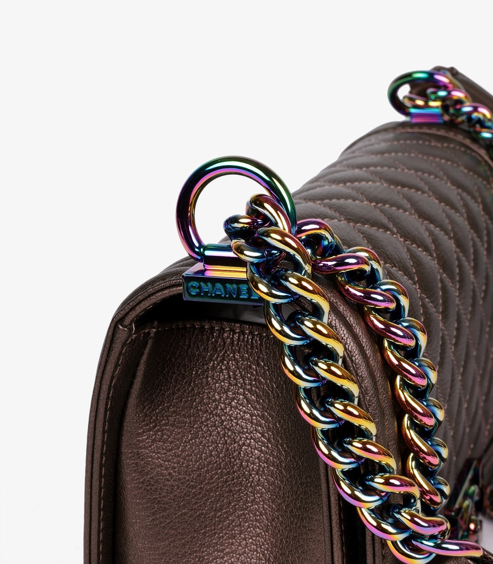 Chanel Iridescent Quilted Calfskin Leather Medium Le Boy Bag - 10