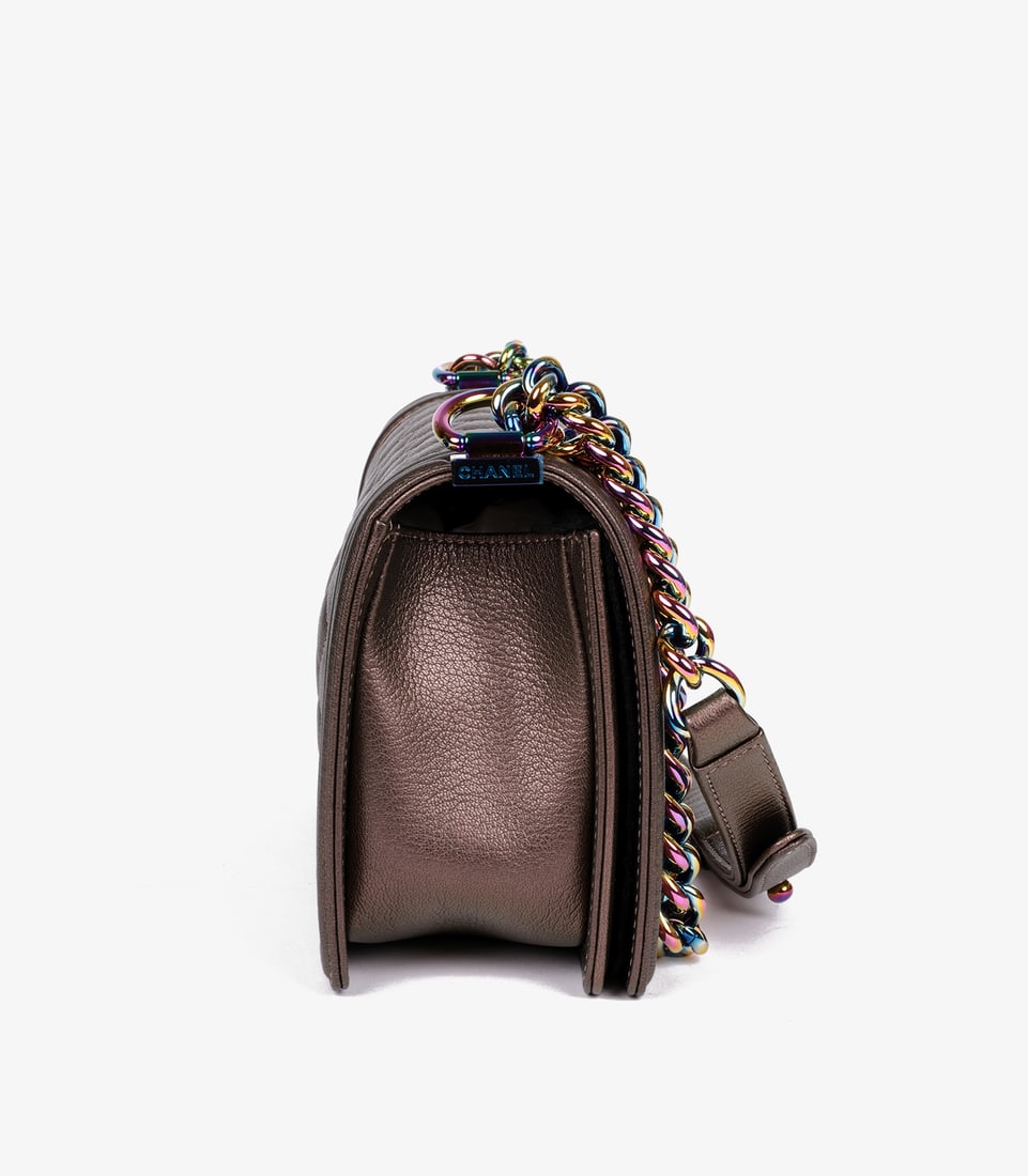 Chanel Iridescent Quilted Calfskin Leather Medium Le Boy Bag - 4