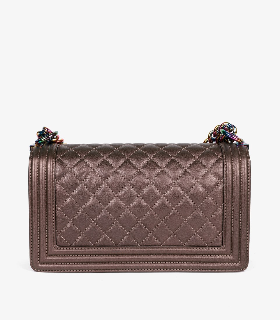 Chanel Iridescent Quilted Calfskin Leather Medium Le Boy Bag - 6