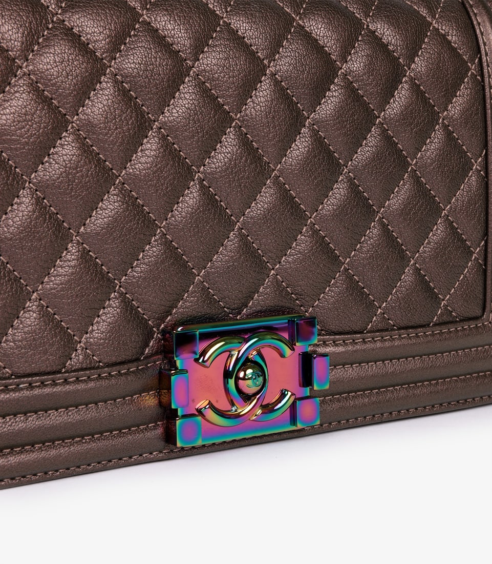 Chanel Iridescent Quilted Calfskin Leather Medium Le Boy Bag - 9