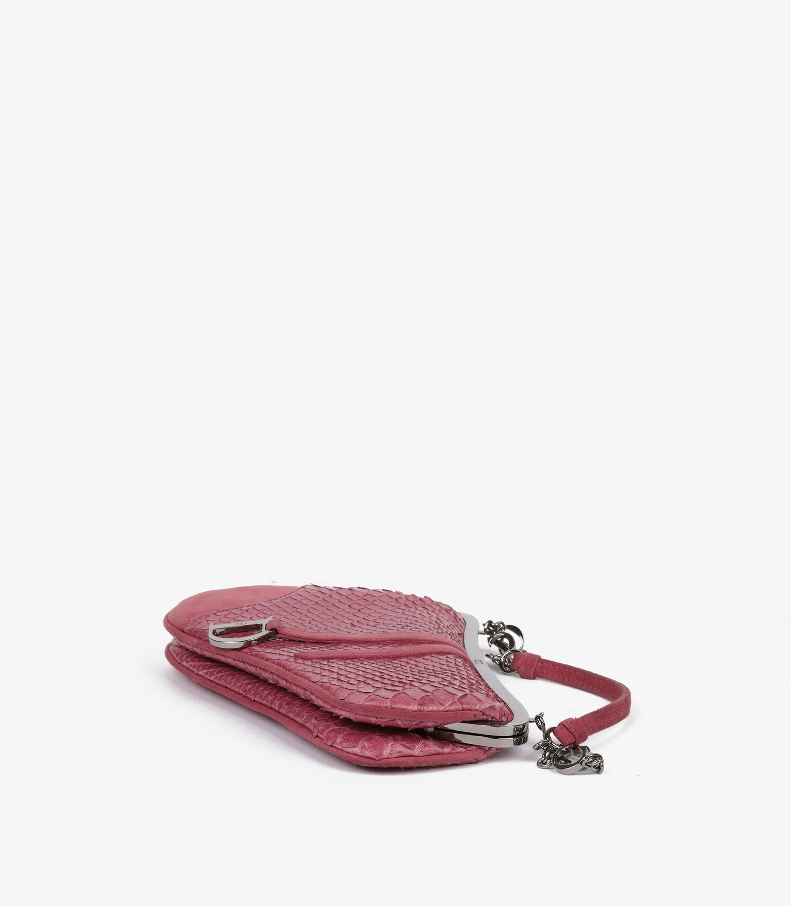 Christian Dior Pink Snakeskin & Suede Vintage Mini Saddle Bag - 5