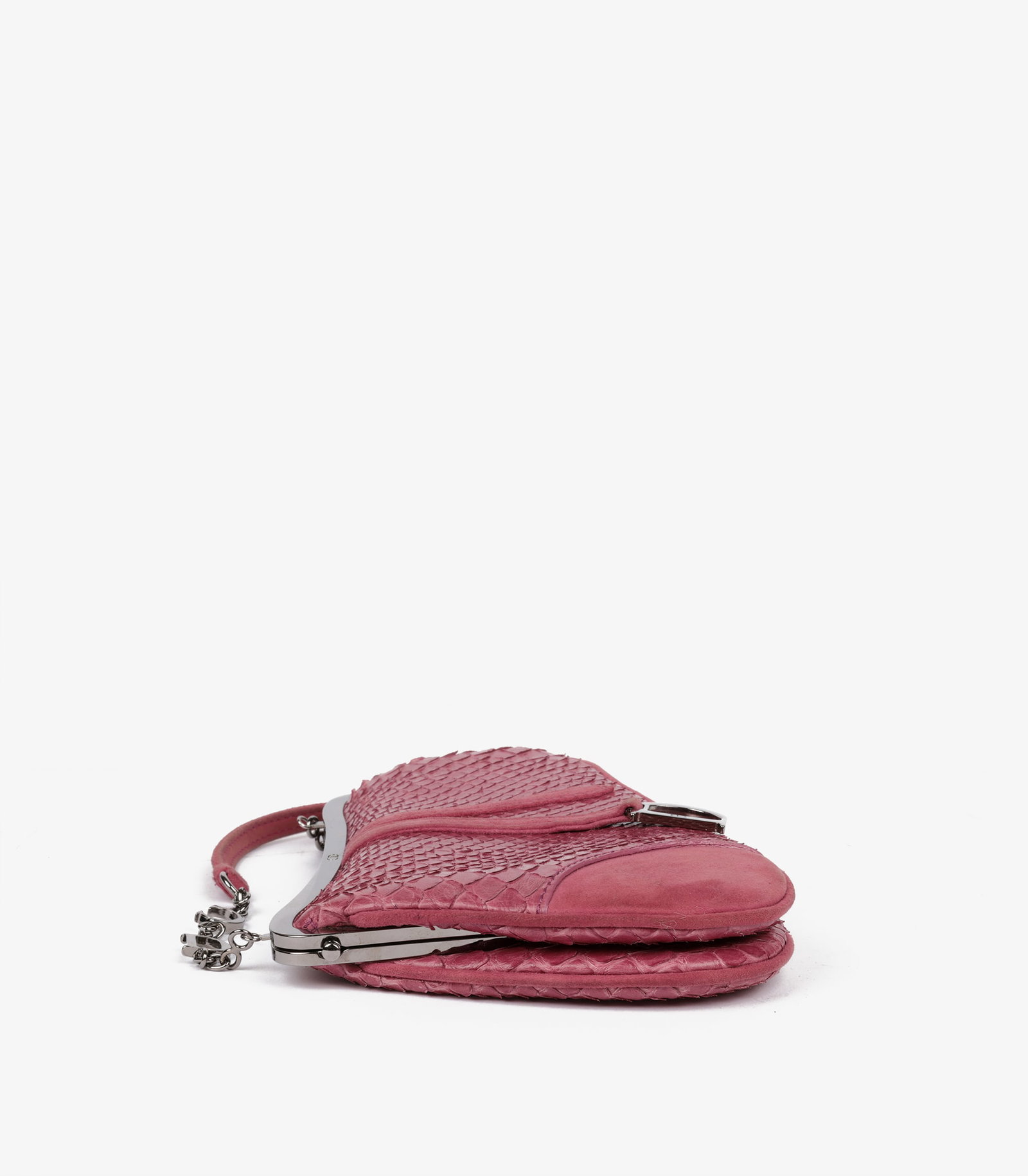 Christian Dior Pink Snakeskin & Suede Vintage Mini Saddle Bag - 7