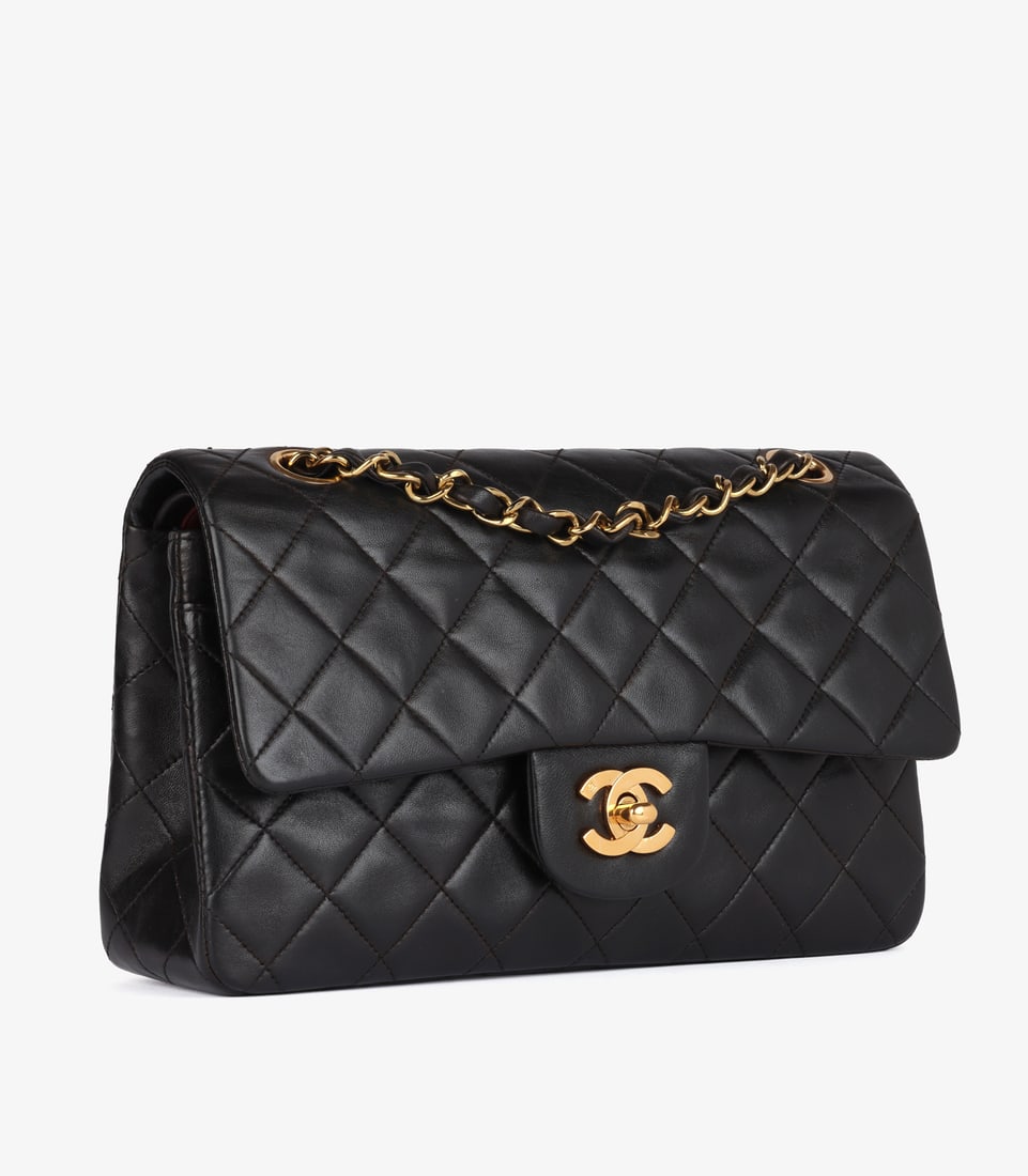 Chanel Black Quilted Lambskin Vintage Small Classic Double Flap Bag - 3
