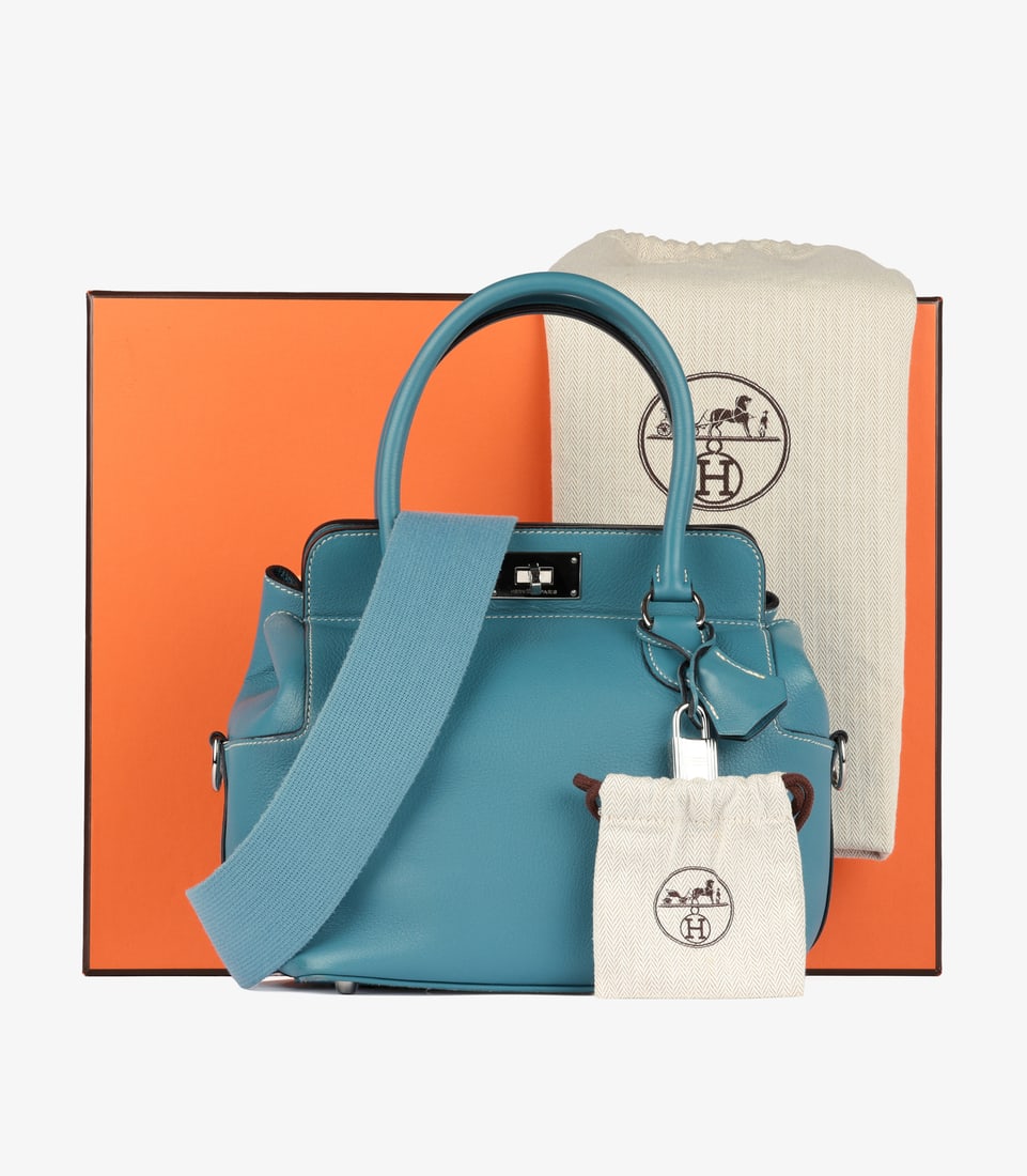 Hermès Blue Evercolor Leather Toolbox 20cm Handbag - 11