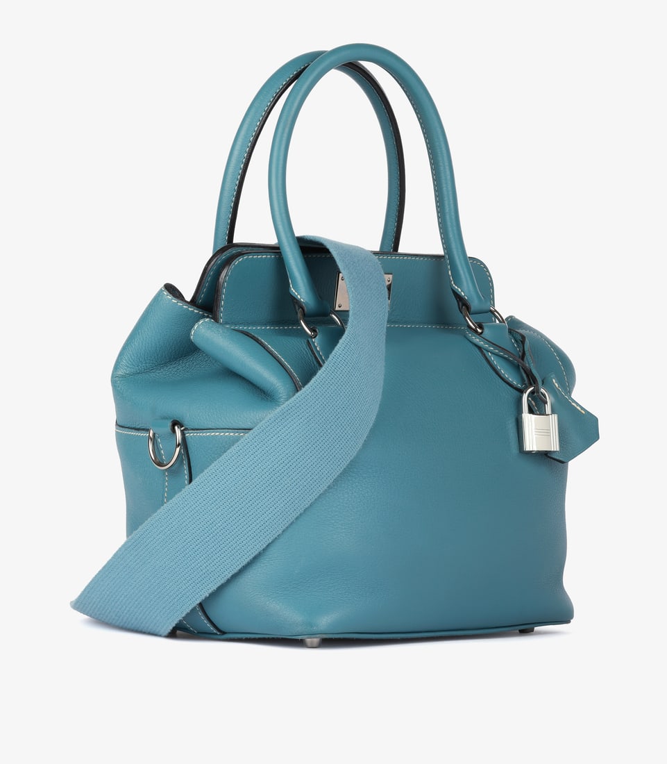 Hermès Blue Evercolor Leather Toolbox 20cm Handbag - 3