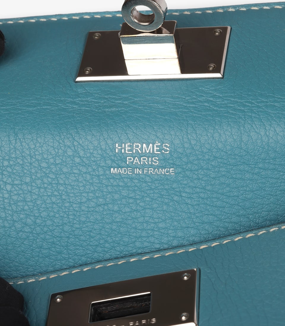 Hermès Blue Evercolor Leather Toolbox 20cm Handbag - 8