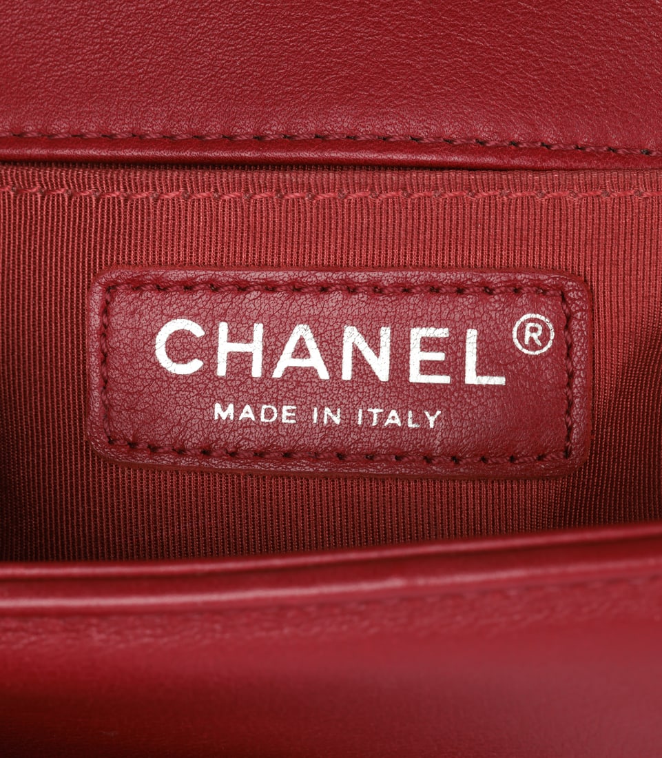Chanel Dark Red Chevron Quilted Lambskin Leather Small Le Boy Bag - 8
