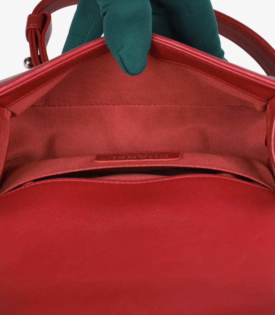 Chanel Dark Red Chevron Quilted Lambskin Leather Small Le Boy Bag - 9