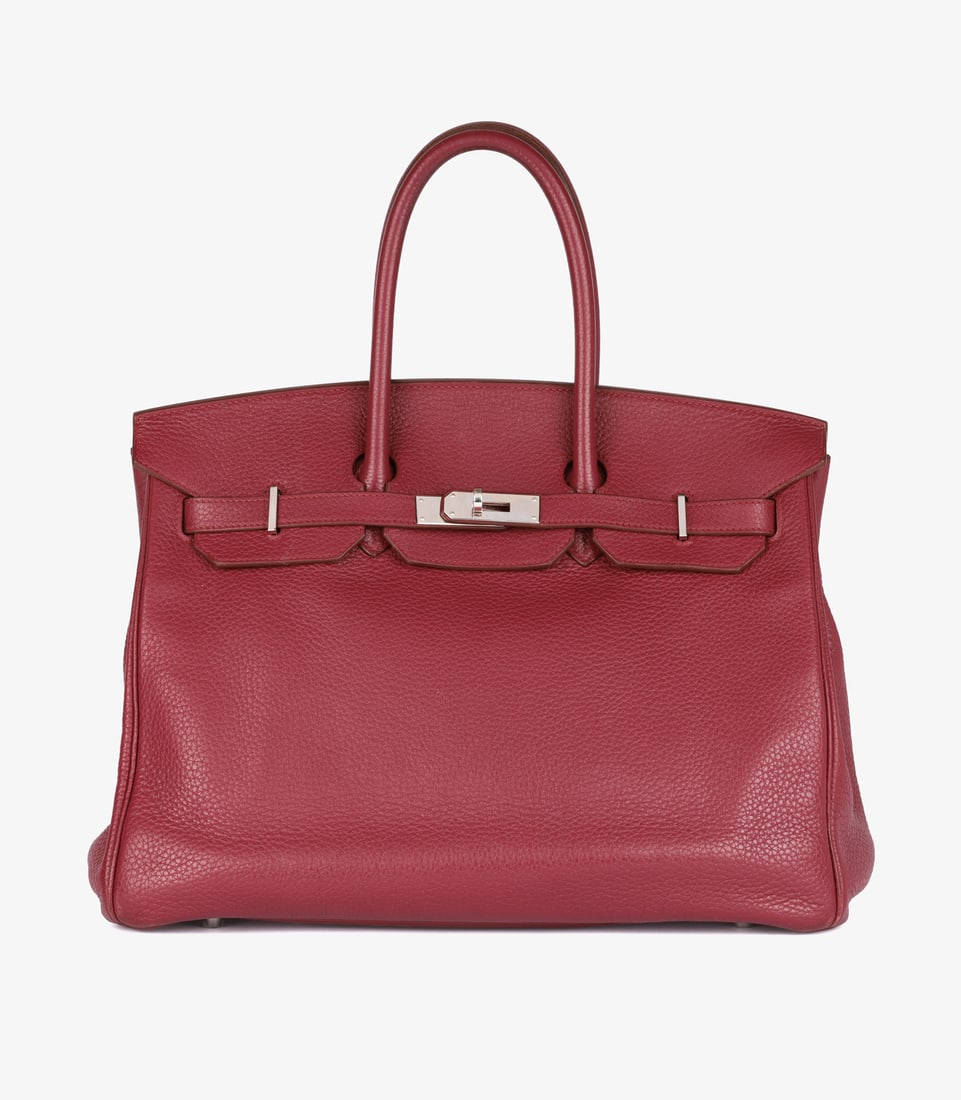 Hermès Rubis Clemence Leather Birkin 35cm Retourne Handbag: Title: Hermès Rubis Clemence Leather Birkin 35cm Retourne Handbag Description: Hermès Rubis Clemence Leather Birkin 35cm Retourne Product Details CB1652 Brand: Hermès Model: