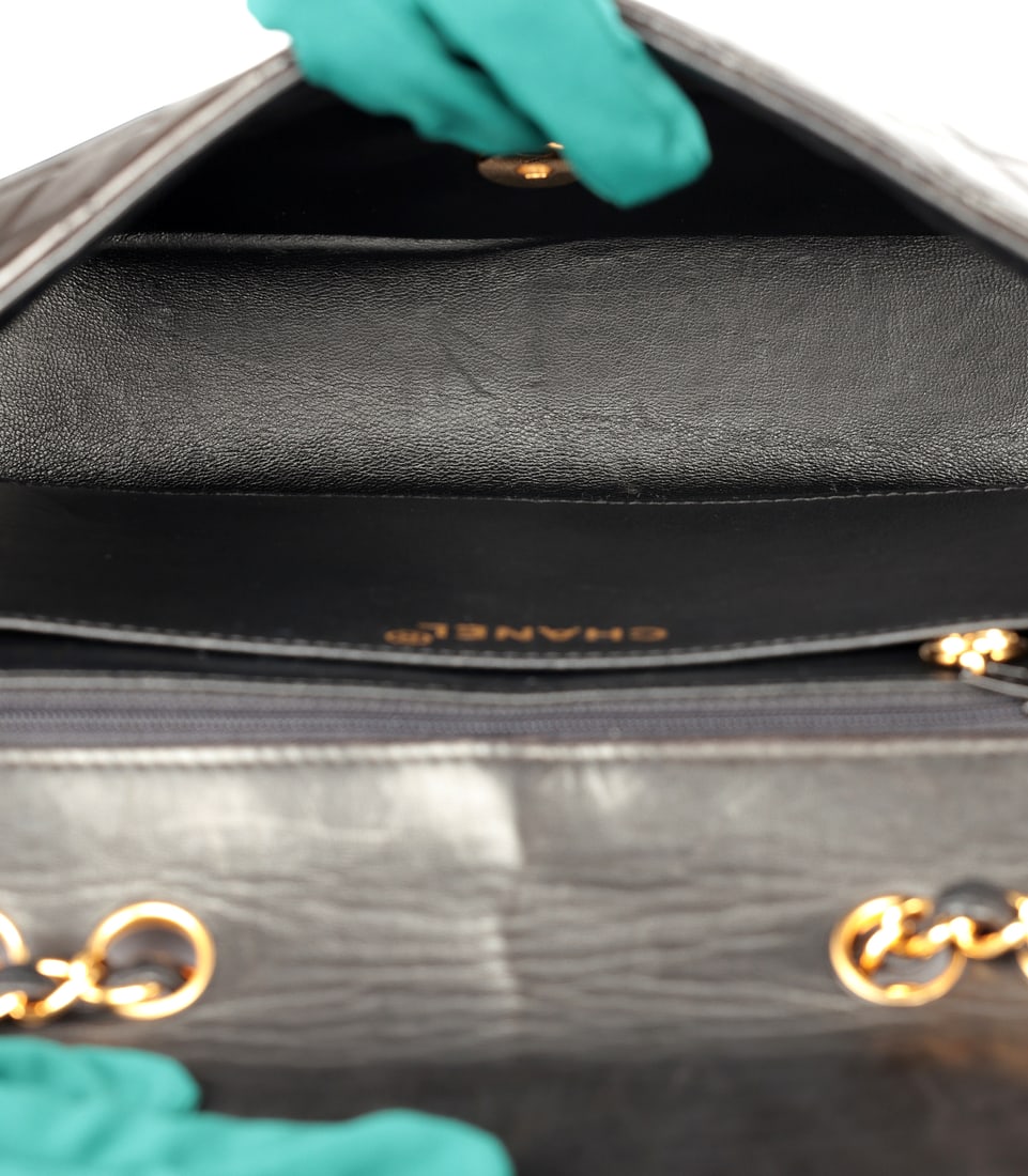 Chanel Black Quilted Lambskin Leather Vintage Small Classic Single Flap Bag - 10
