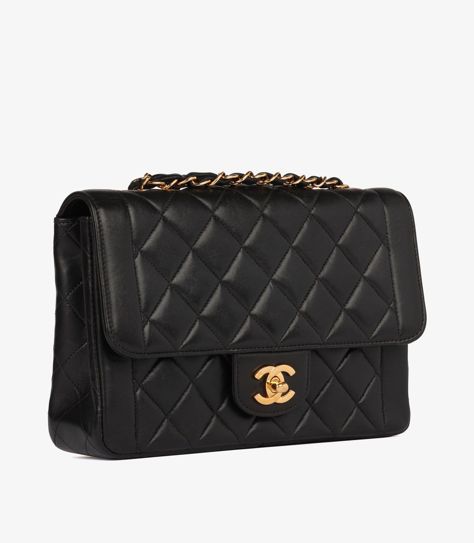 Chanel Black Quilted Lambskin Leather Vintage Small Classic Single Flap Bag - 3
