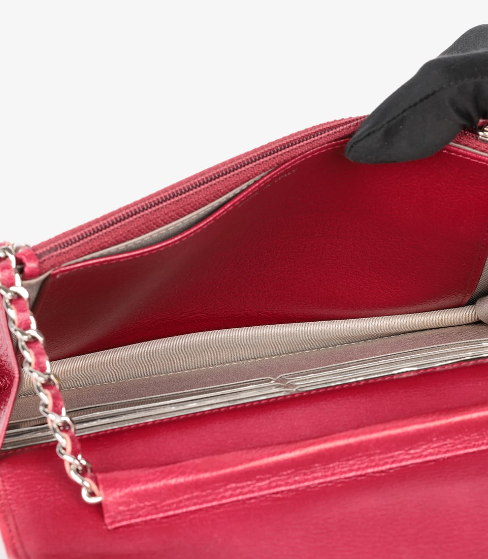 Chanel Red Goatskin Leather Mademoiselle Jacket Embossed Wallet-on-Chain WOC - 11