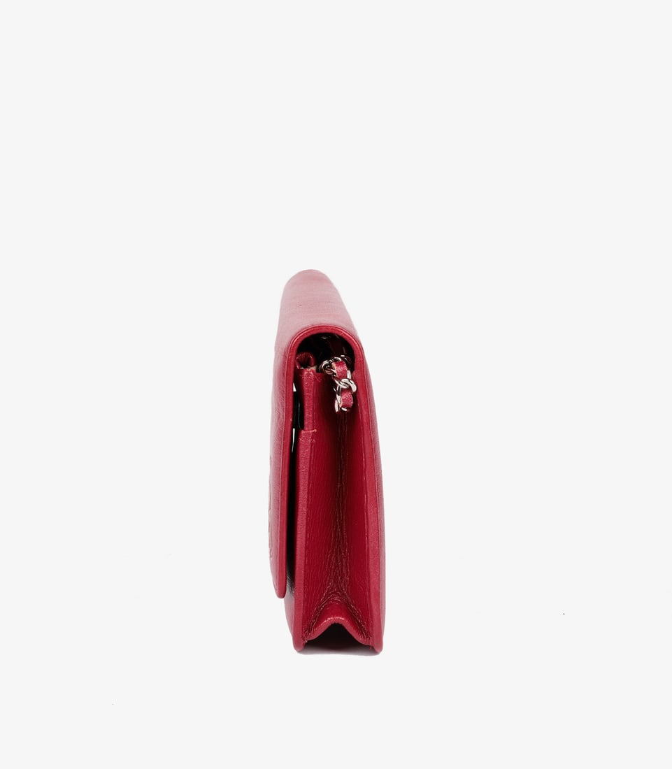 Chanel Red Goatskin Leather Mademoiselle Jacket Embossed Wallet-on-Chain WOC - 5