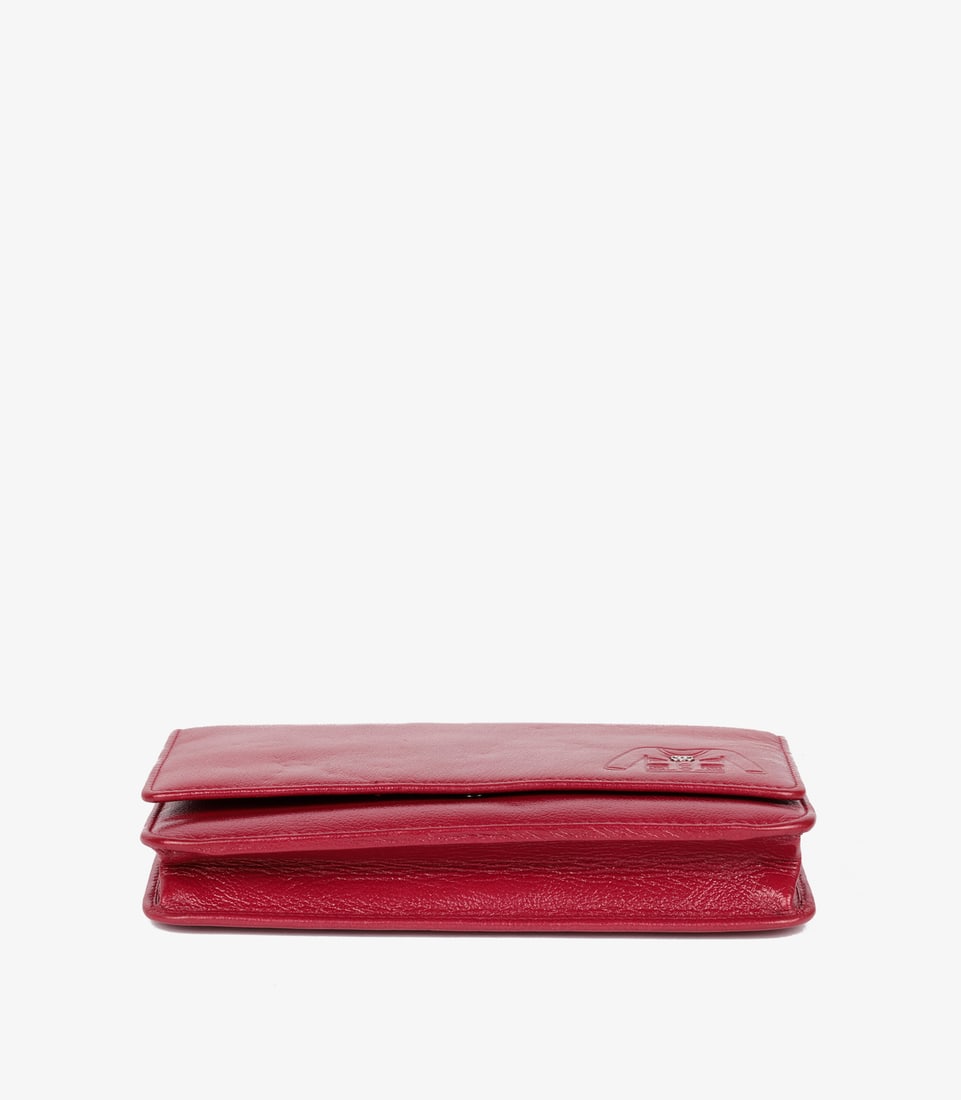 Chanel Red Goatskin Leather Mademoiselle Jacket Embossed Wallet-on-Chain WOC - 7