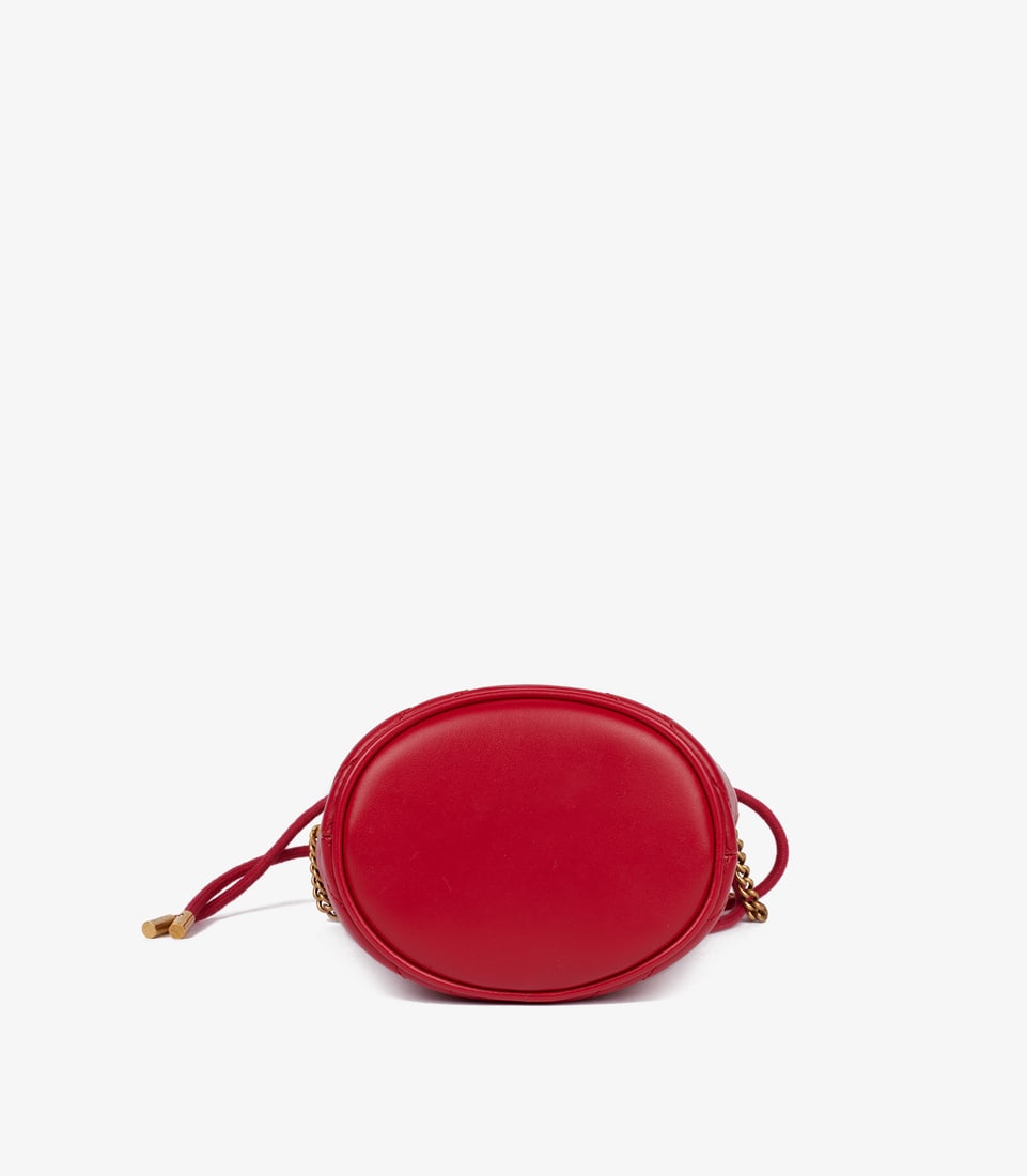 Gucci Red Chevron Quilted Calfskin Leather GG Marmont Mini Bucket Bag - 10