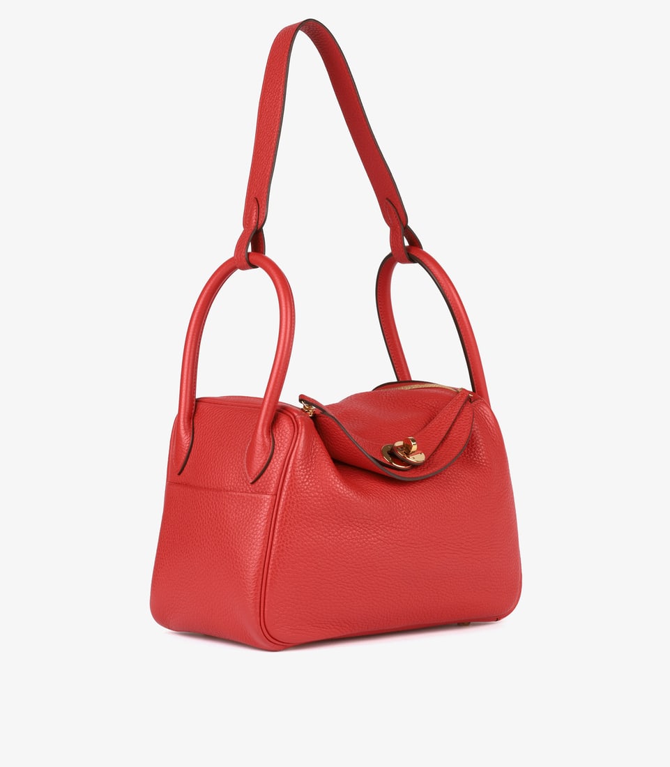 Hermès Rouge Casaque Clemence Leather Lindy 26 Handbag - 3