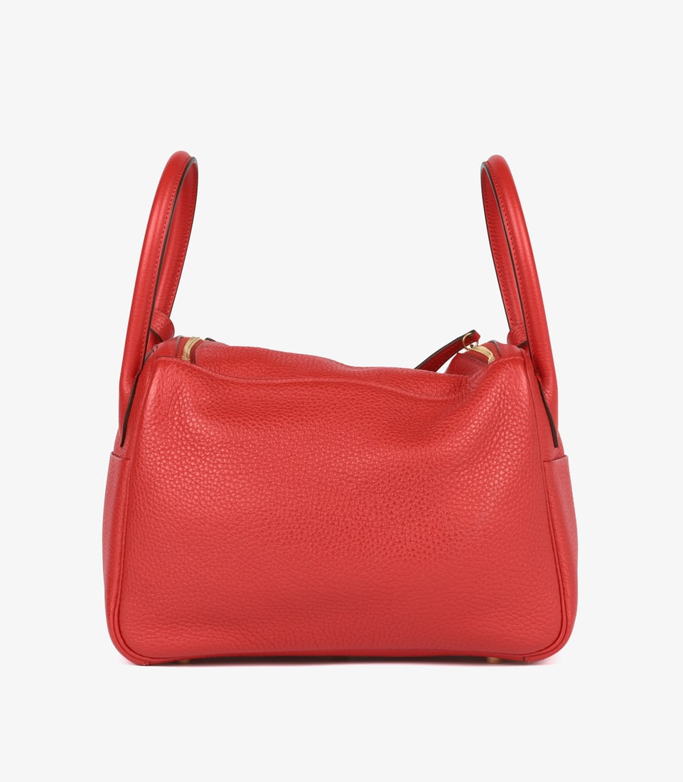 Hermès Rouge Casaque Clemence Leather Lindy 26 Handbag - 6
