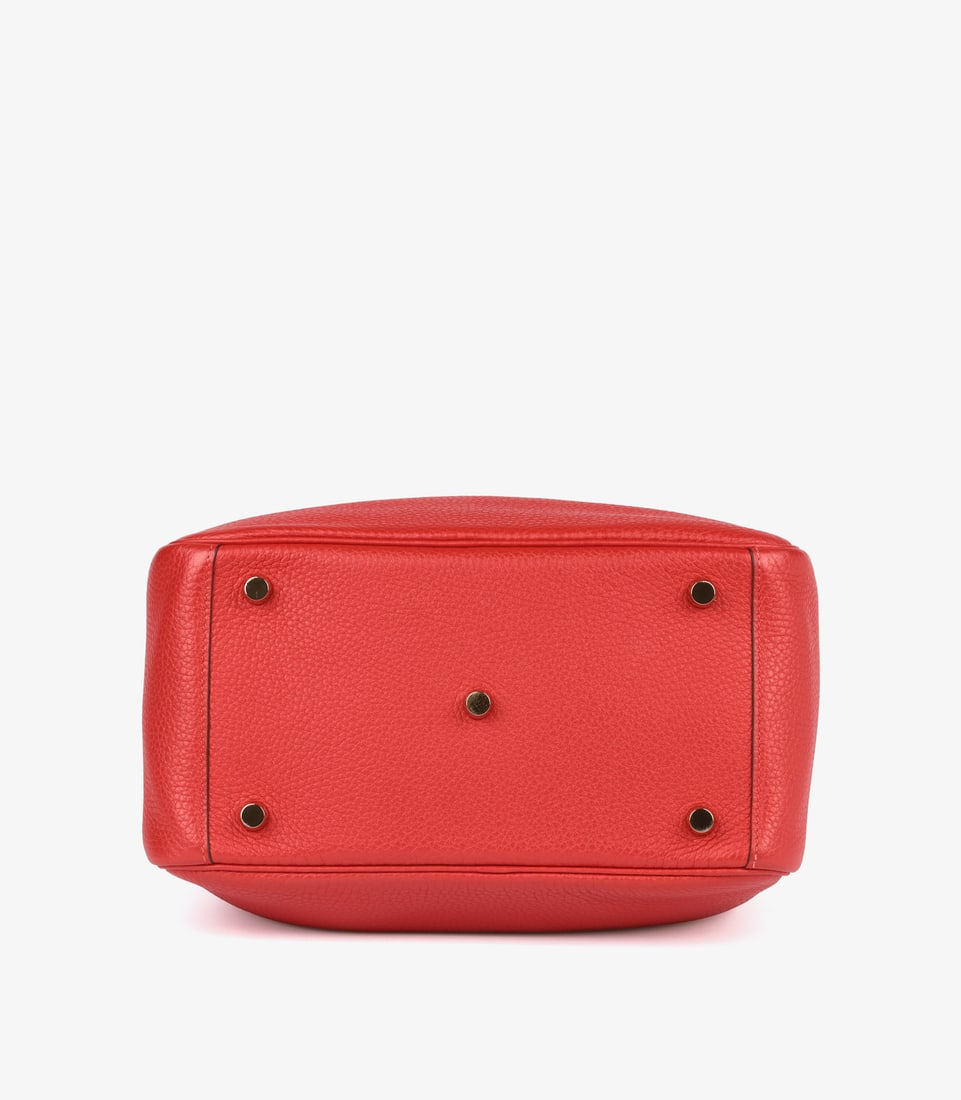 Hermès Rouge Casaque Clemence Leather Lindy 26 Handbag - 7
