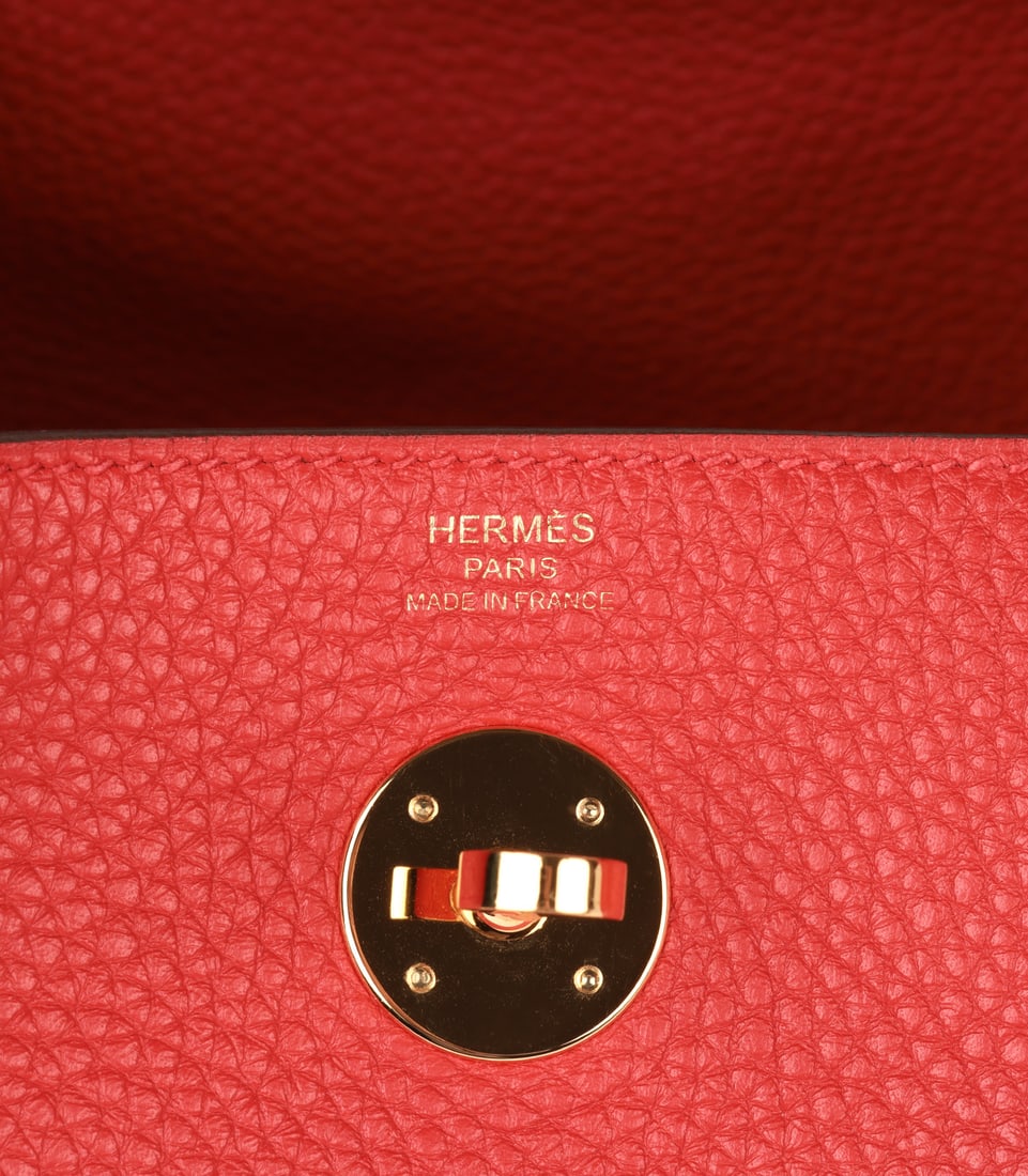 Hermès Rouge Casaque Clemence Leather Lindy 26 Handbag - 8