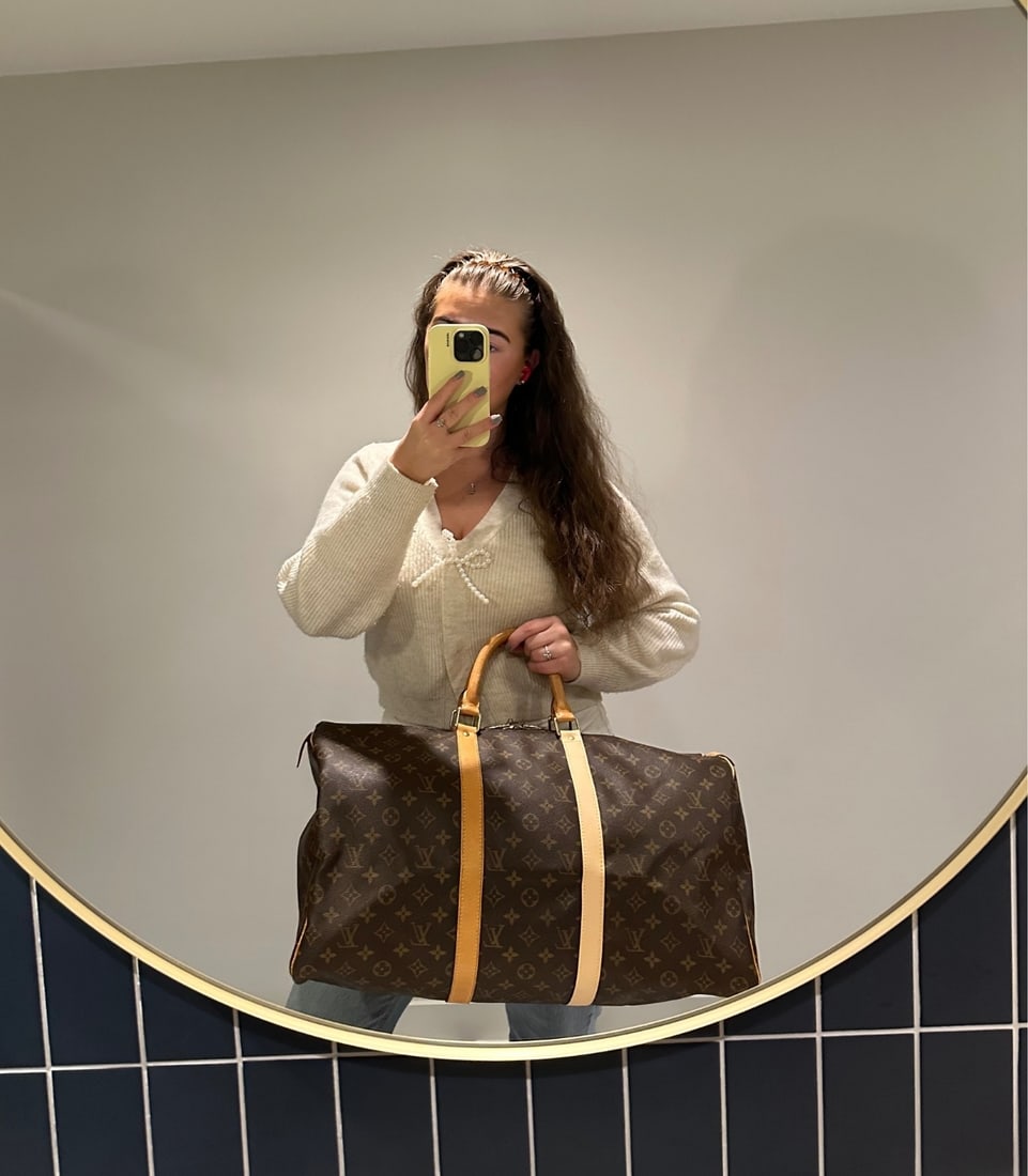 Louis Vuitton Brown Monogram Coated Canvas & Vachetta Leather Vintage Keepall 50 - 2