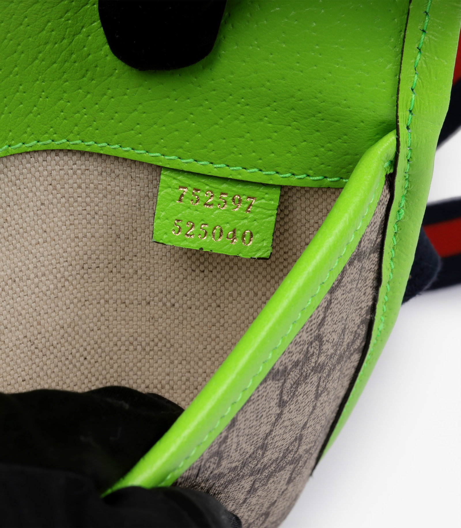 Gucci Beige GG Supreme Coated Canvas & Neon Green Pigskin Leather Small Ophidia Belt Bag - 10