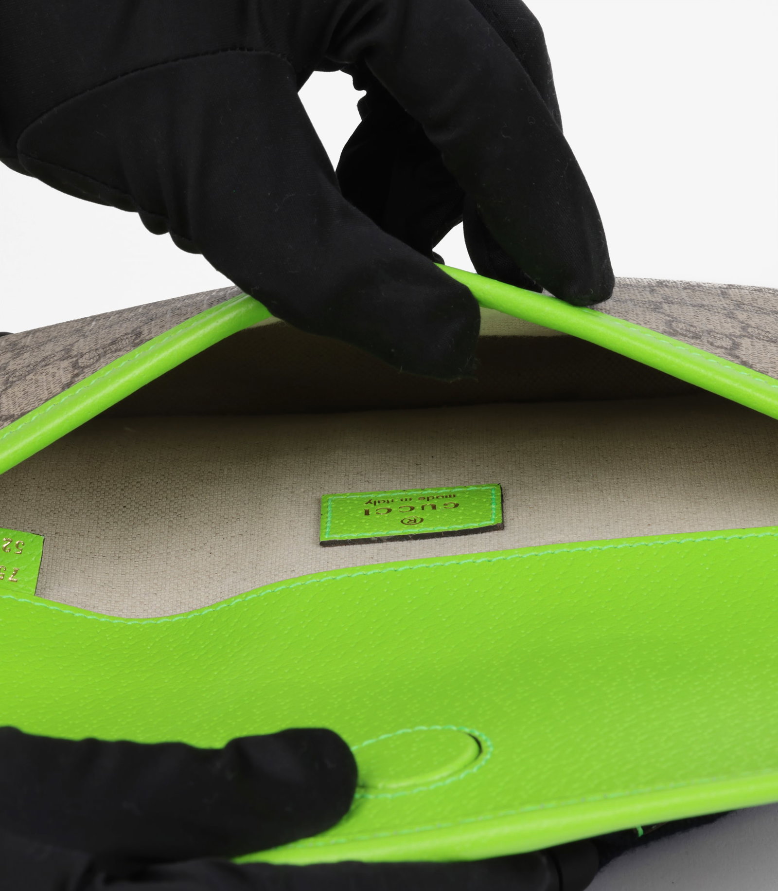 Gucci Beige GG Supreme Coated Canvas & Neon Green Pigskin Leather Small Ophidia Belt Bag - 8