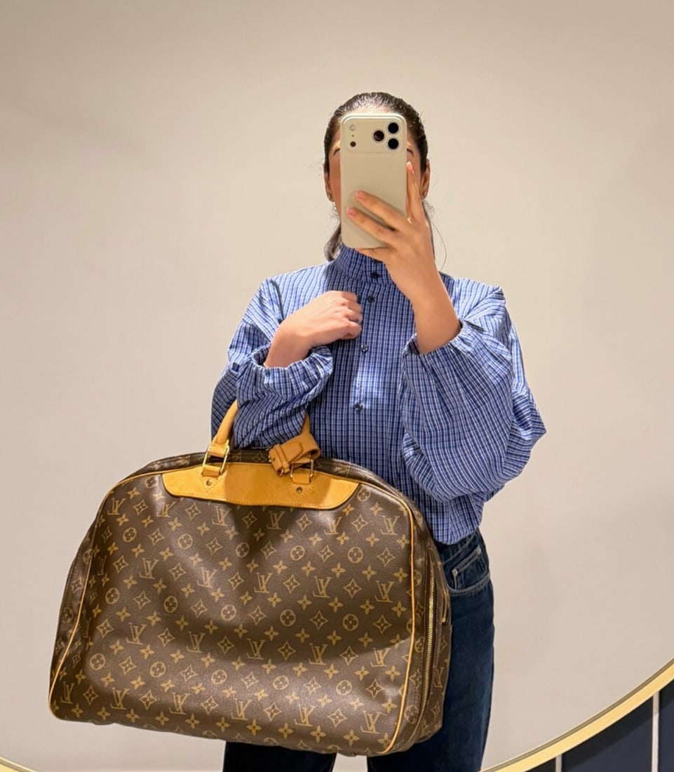 Louis Vuitton Brown Monogram Coated Canvas & Vachetta Leather Vintage Alize 50 - 2