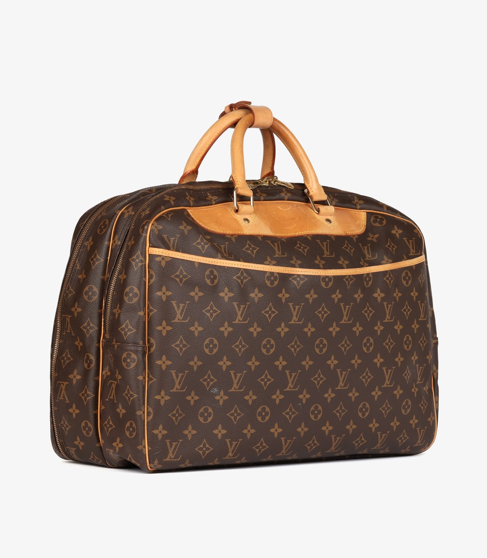 Louis Vuitton Brown Monogram Coated Canvas & Vachetta Leather Vintage Alize 50 - 3