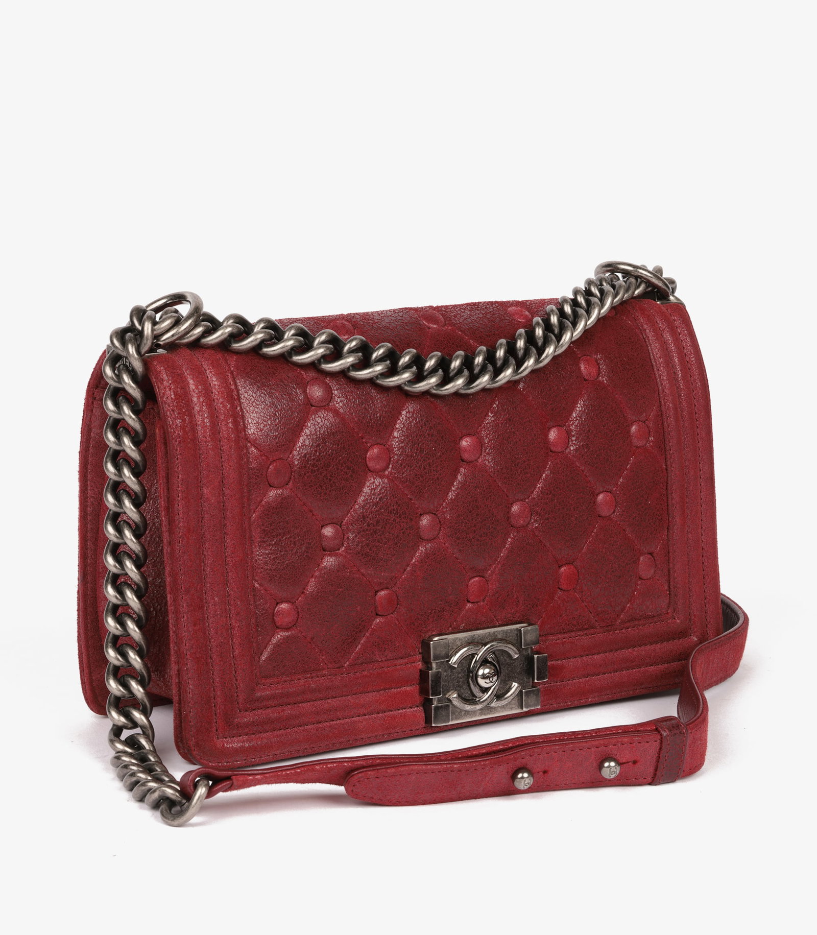 Chanel Red Chesterfield Padding Distressed Goatskin Leather Celtic Medium Le Boy Bag - 3