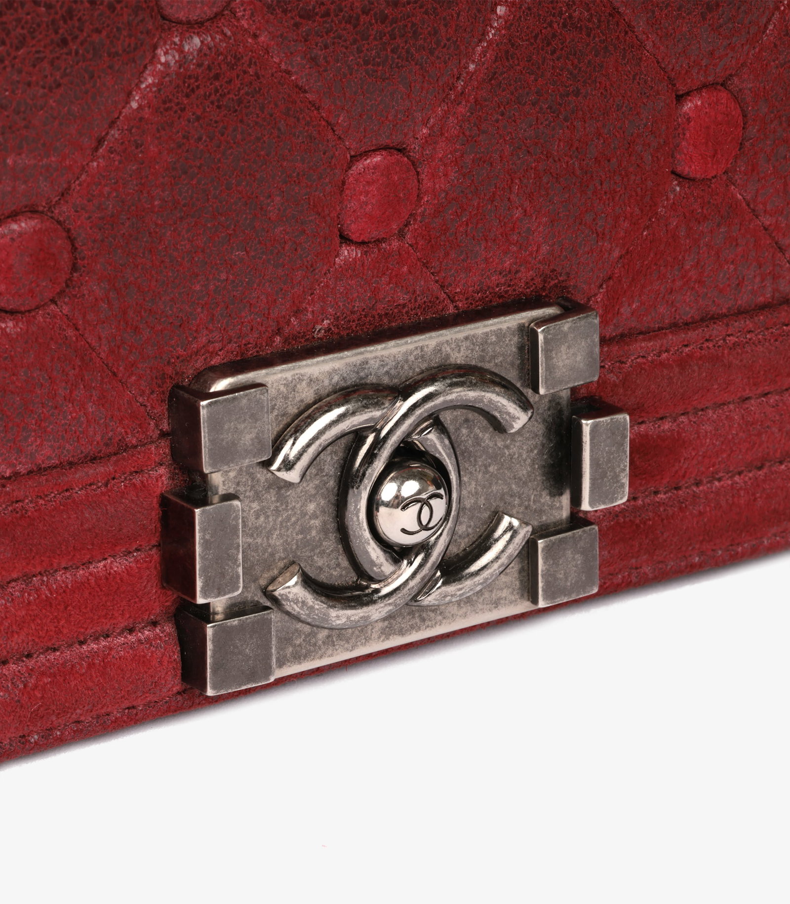 Chanel Red Chesterfield Padding Distressed Goatskin Leather Celtic Medium Le Boy Bag - 4