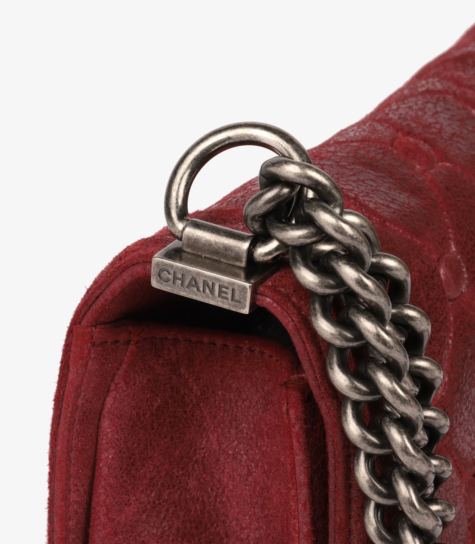 Chanel Red Chesterfield Padding Distressed Goatskin Leather Celtic Medium Le Boy Bag - 5