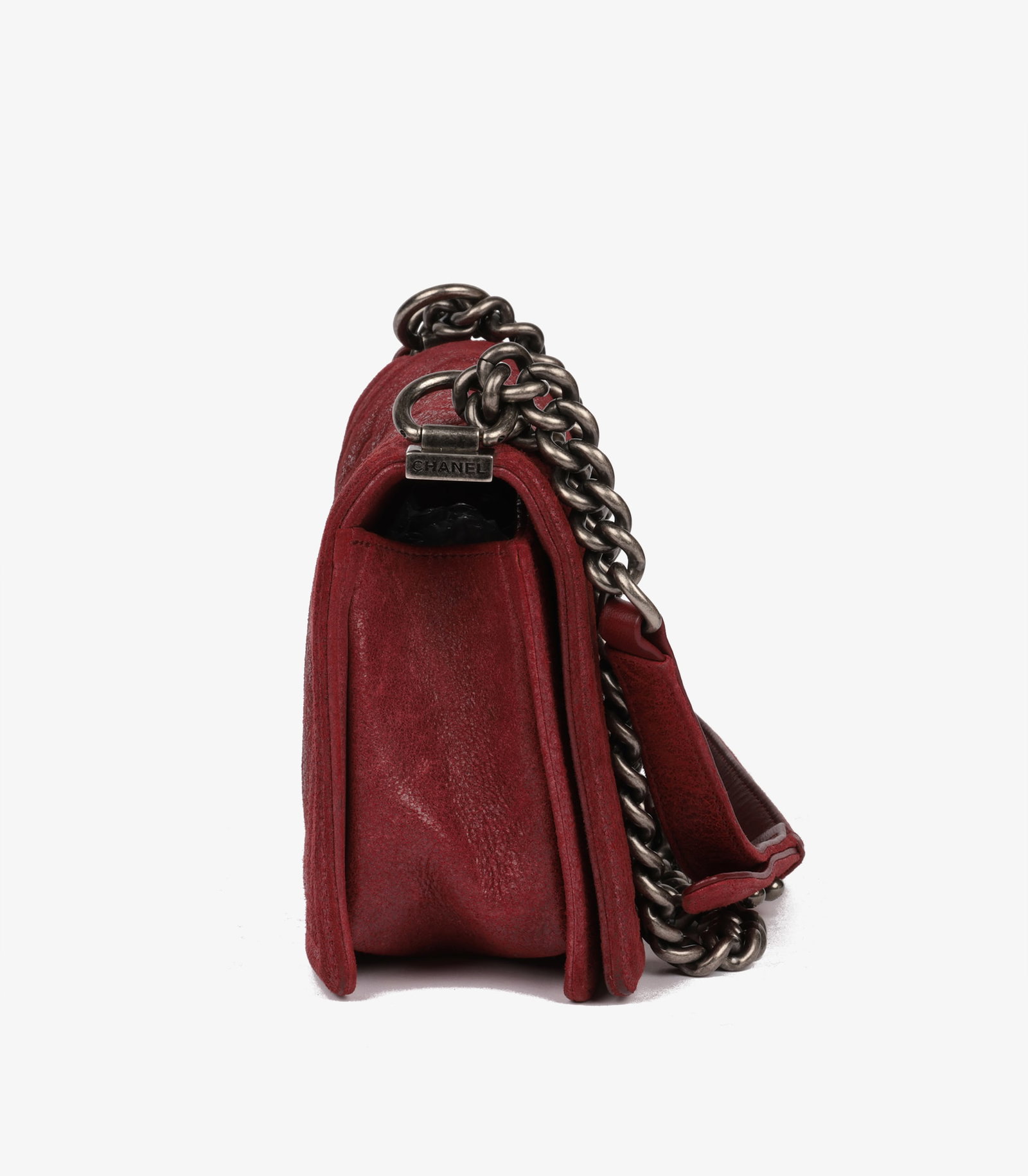 Chanel Red Chesterfield Padding Distressed Goatskin Leather Celtic Medium Le Boy Bag - 6