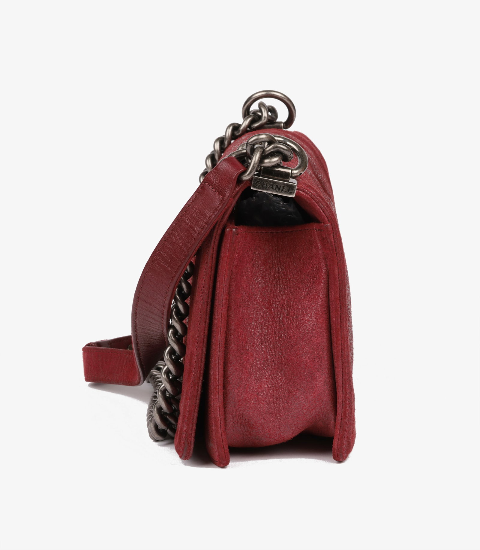 Chanel Red Chesterfield Padding Distressed Goatskin Leather Celtic Medium Le Boy Bag - 8