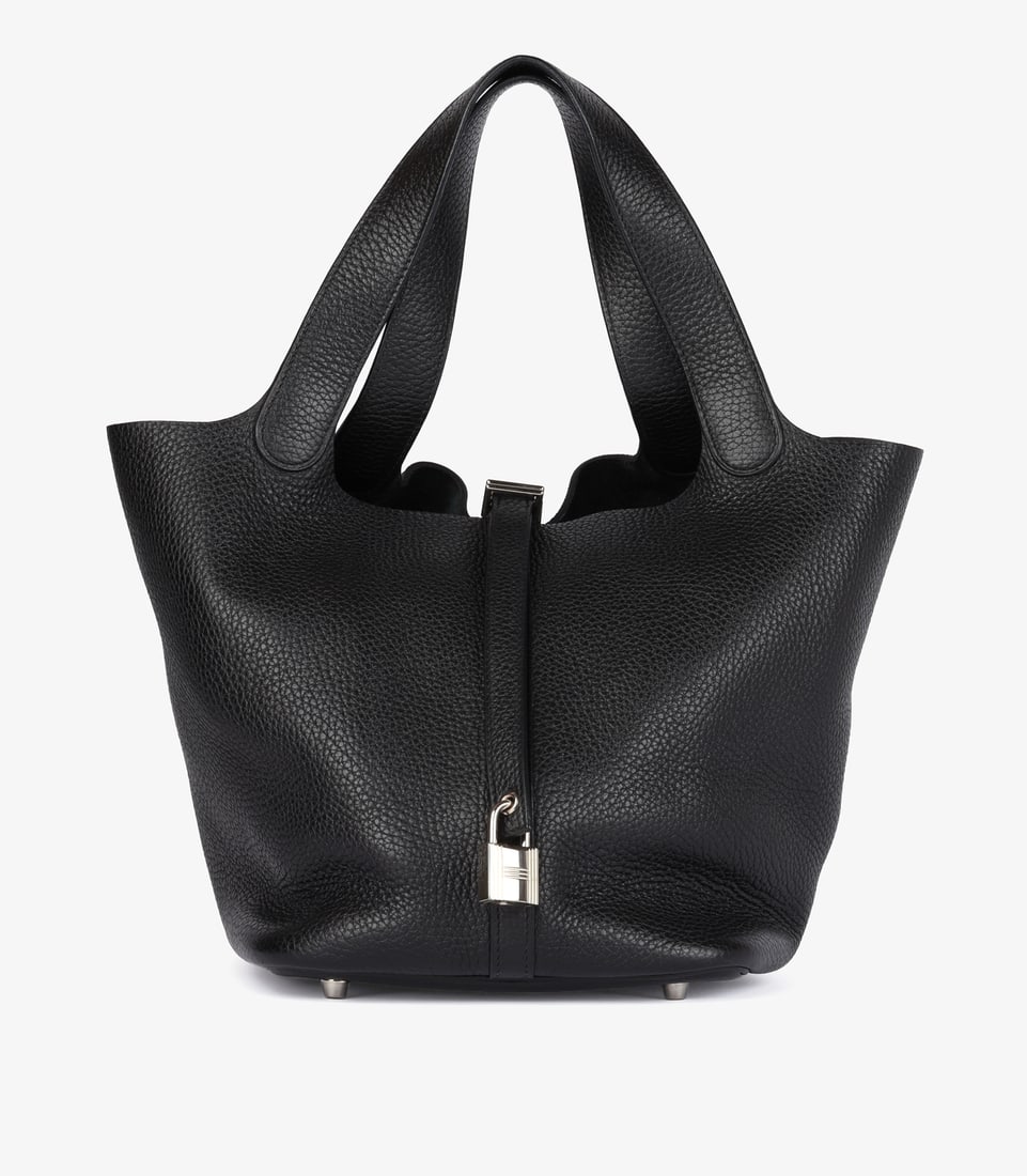 Hermès Black Clemence Leather Picotin Lock 22 Handbag: Title: Hermès Black Clemence Leather Picotin Lock 22 Handbag Description: Hermès Black Clemence Leather Picotin Lock 22 Product Details HB6108 Brand: Hermès Model: Picotin Lock