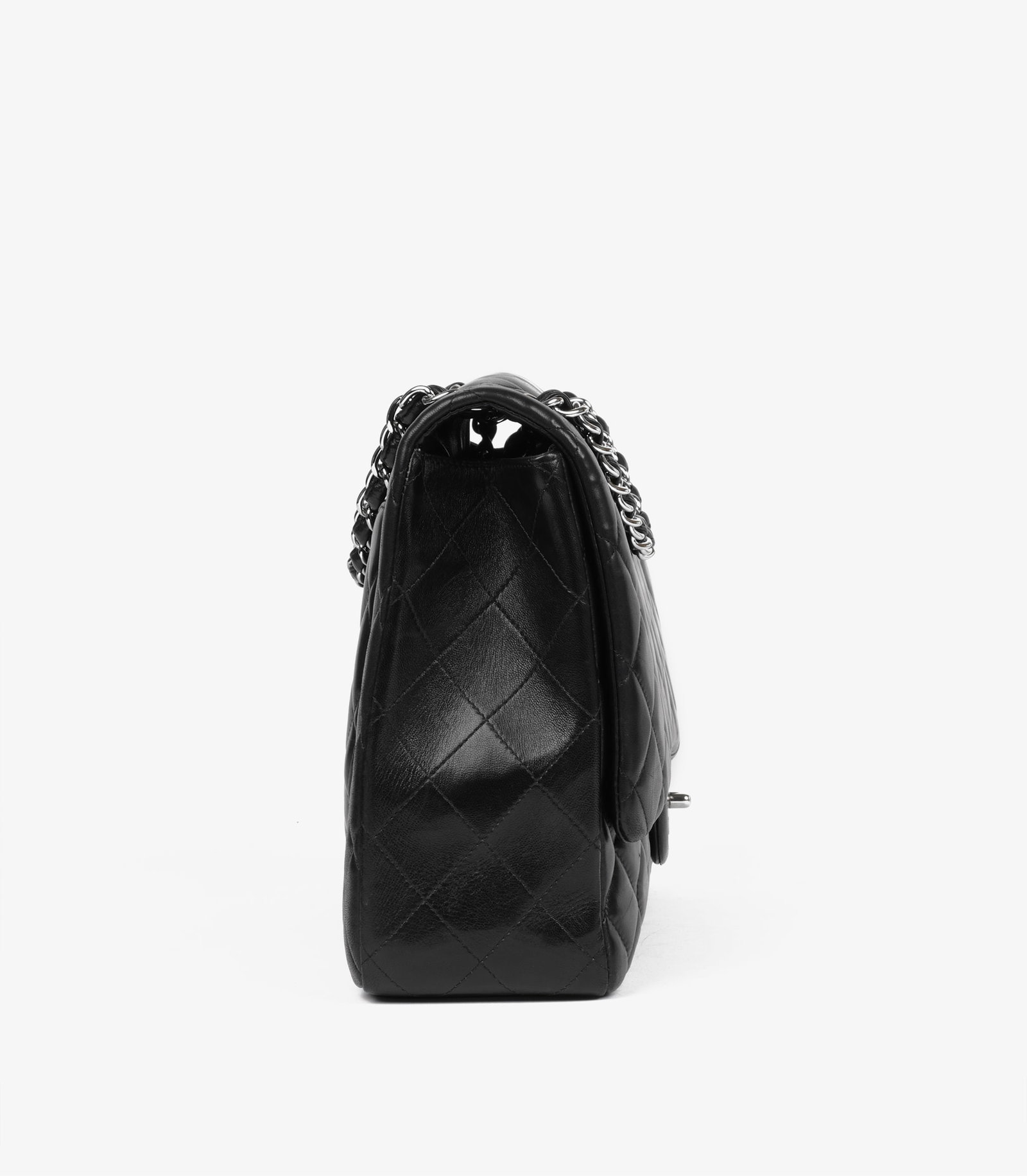 Chanel Black Quilted Lambskin Leather Maxi Classic Single Flap Bag - 4