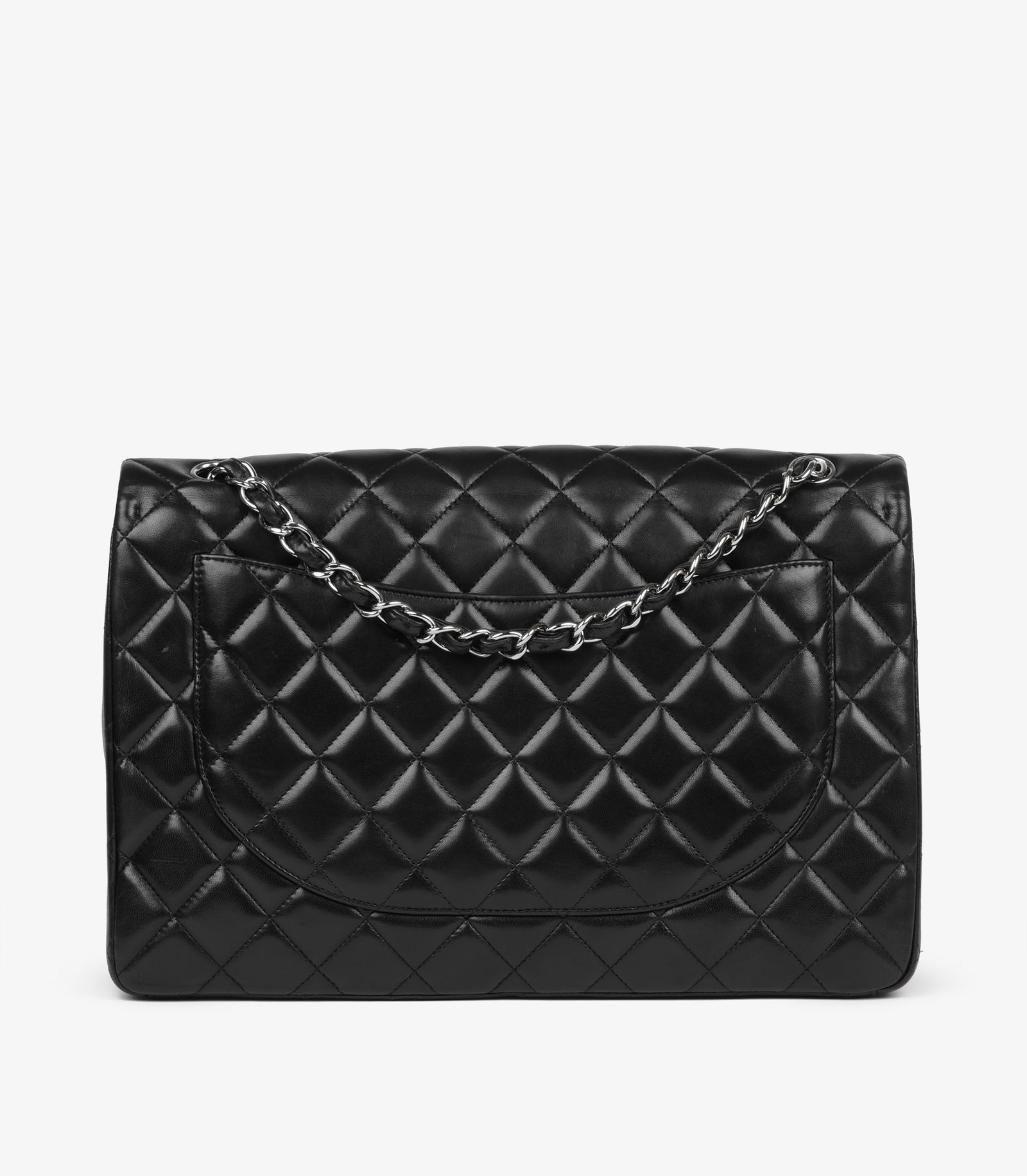 Chanel Black Quilted Lambskin Leather Maxi Classic Single Flap Bag - 5