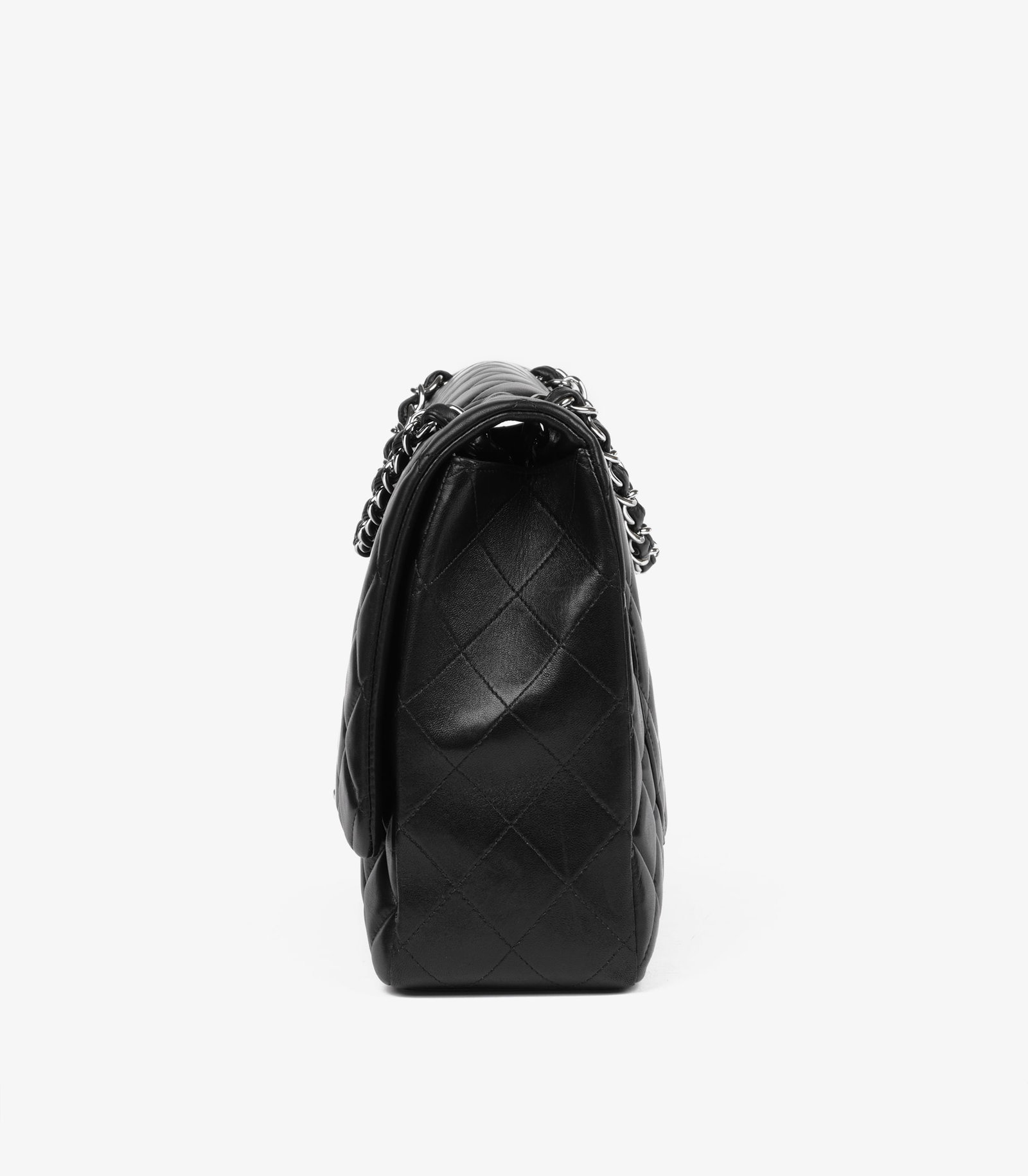 Chanel Black Quilted Lambskin Leather Maxi Classic Single Flap Bag - 6