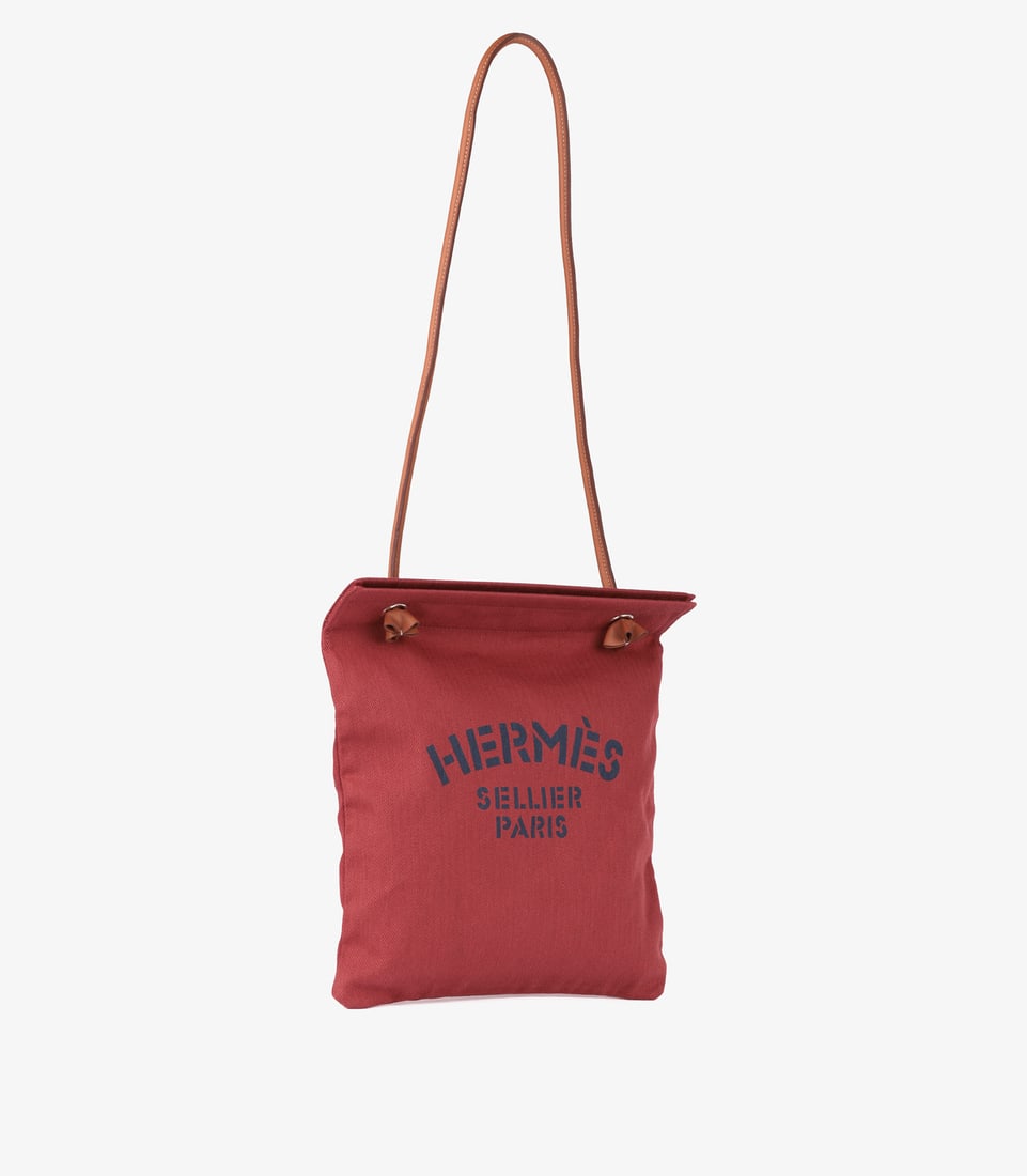 Hermès Rouge H Canvas & Gold Swift Leather Aline Grooming Bag - 3