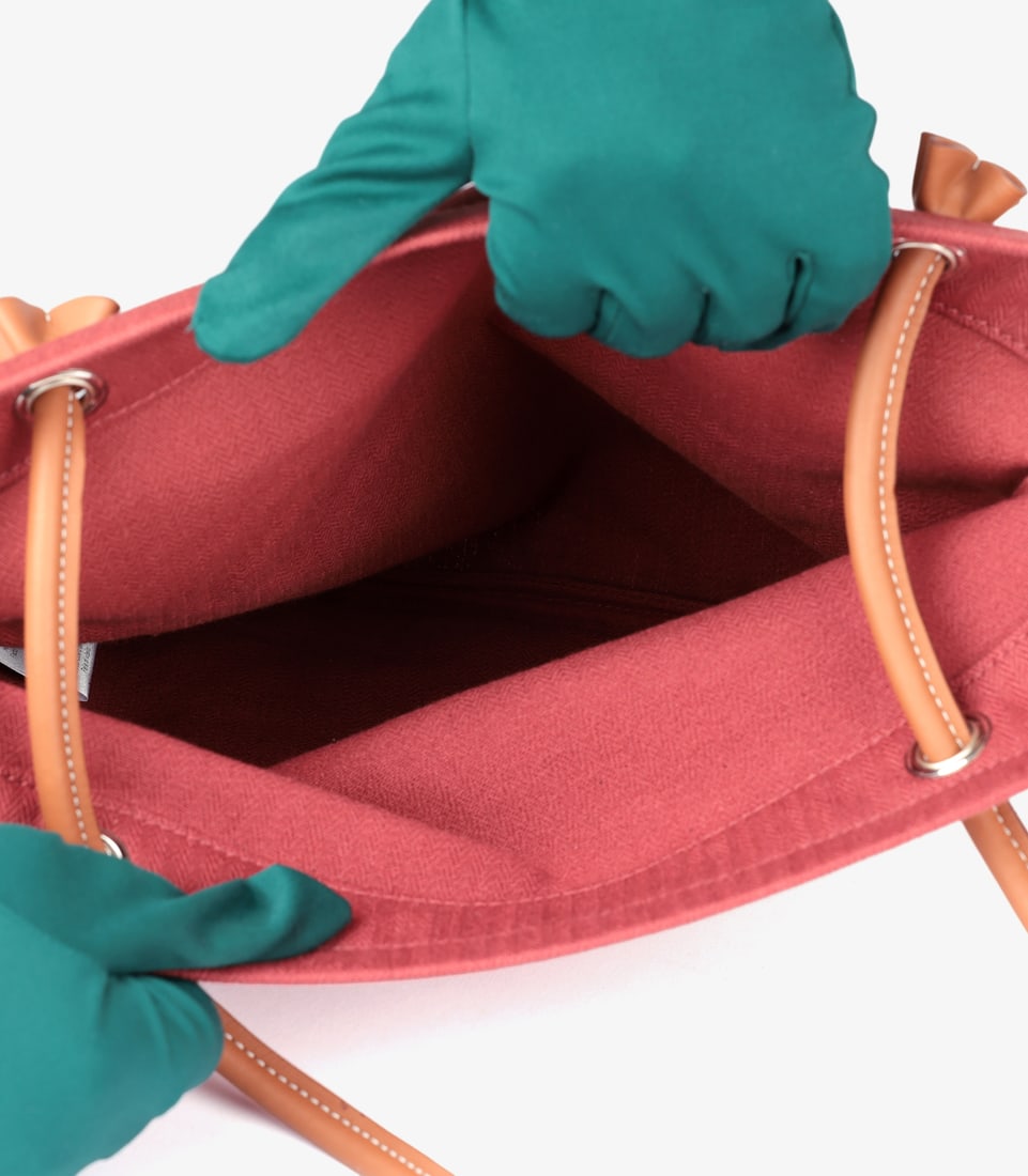 Hermès Rouge H Canvas & Gold Swift Leather Aline Grooming Bag - 9