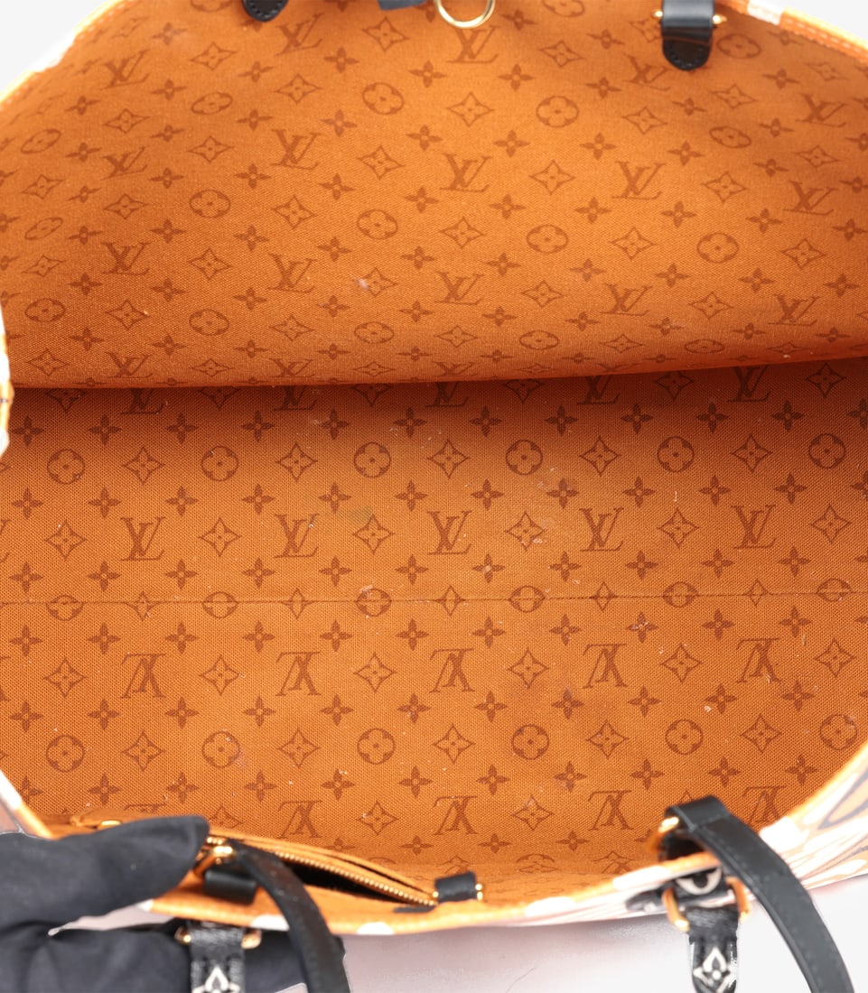 Louis Vuitton Orange, White & Black Giant Crafty Monogram Coated Canvas Onthego GM - 11