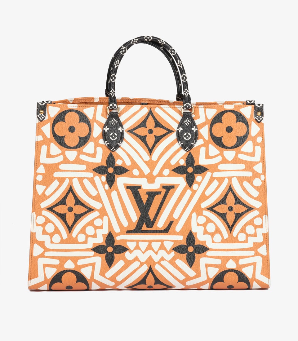 Louis Vuitton Orange, White & Black Giant Crafty Monogram Coated Canvas Onthego GM: Title: Louis Vuitton Orange, White & Black Giant Crafty Monogram Coated Canvas Onthego GM Description: Louis Vuitton Orange, White & Black Giant Crafty Monogram Coated Canvas Onthego